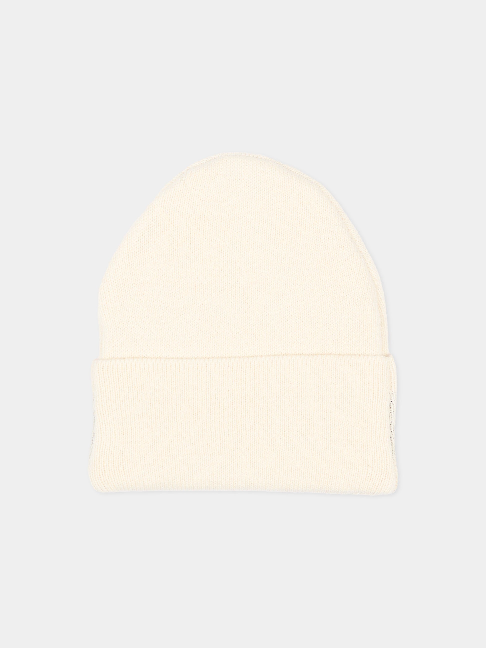 Berretto avorio per bambini con logo,Msgm Kids,F6MSJUHT029 013