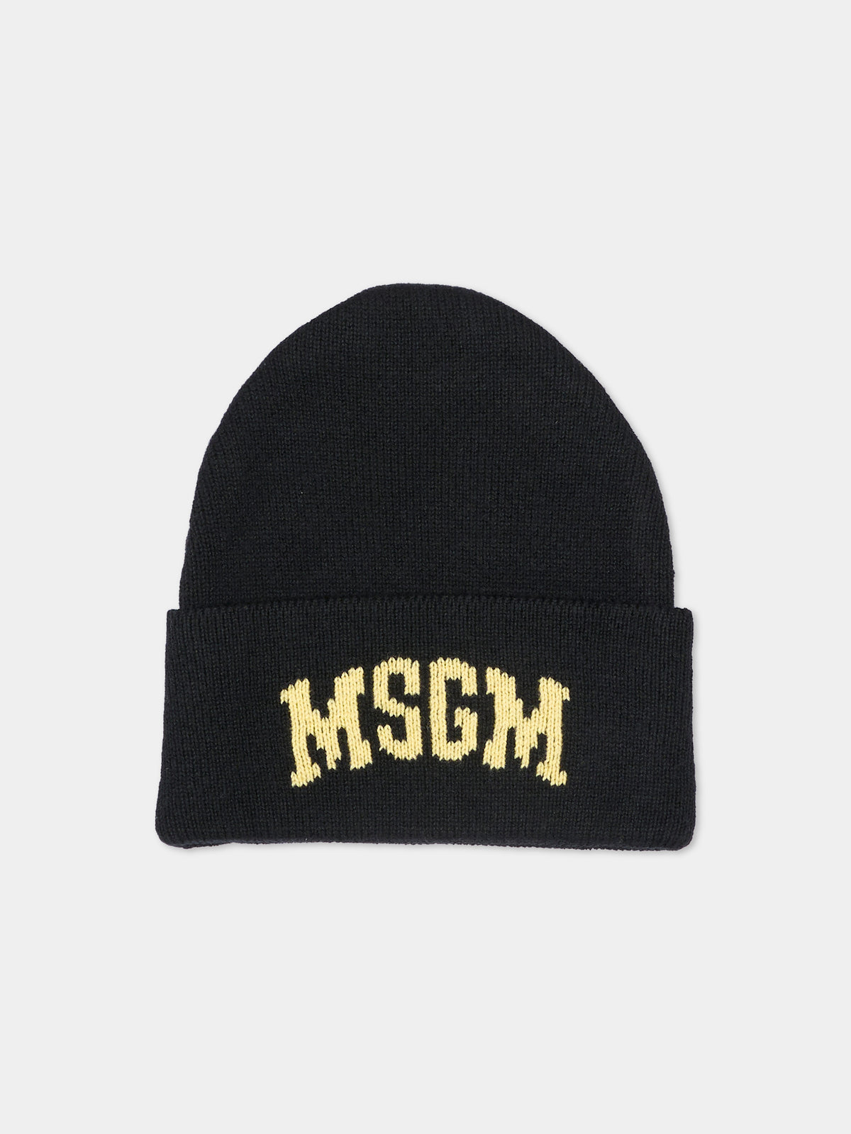 Berretto nero per bambini con logo,Msgm Kids,F6MSJUHT029 110