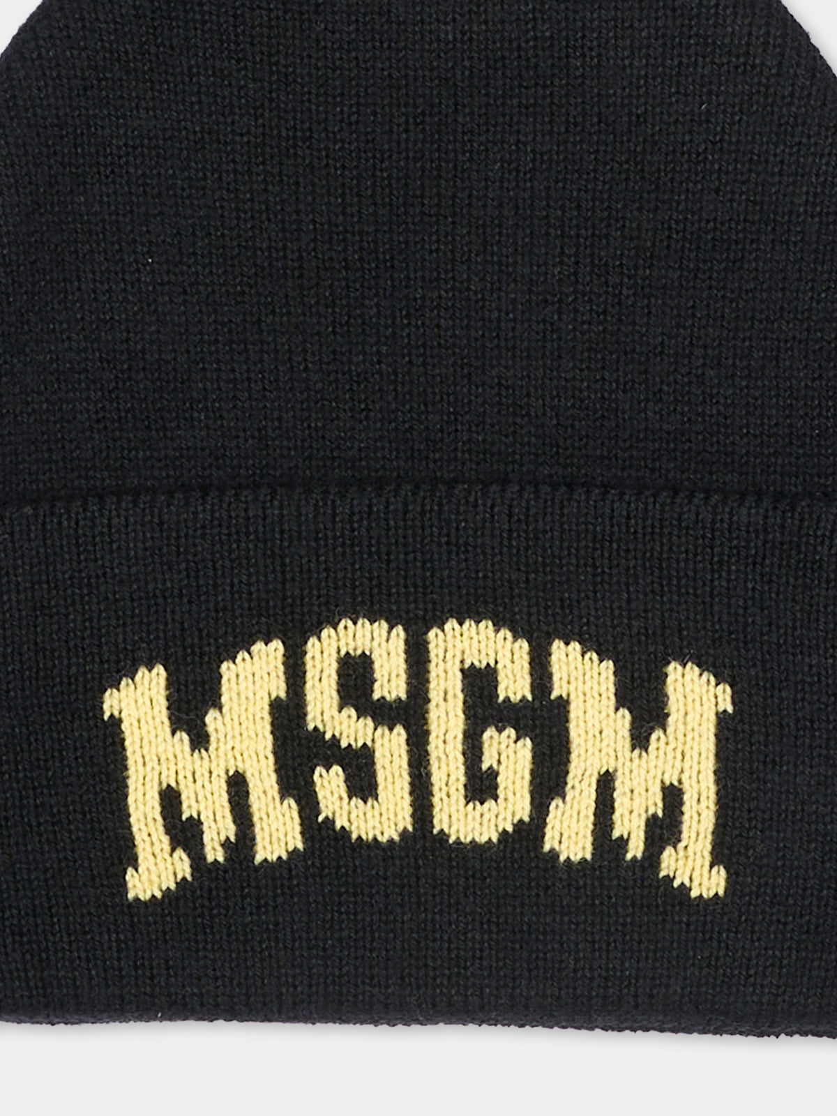 Berretto nero per bambini con logo,Msgm Kids,F6MSJUHT029 110