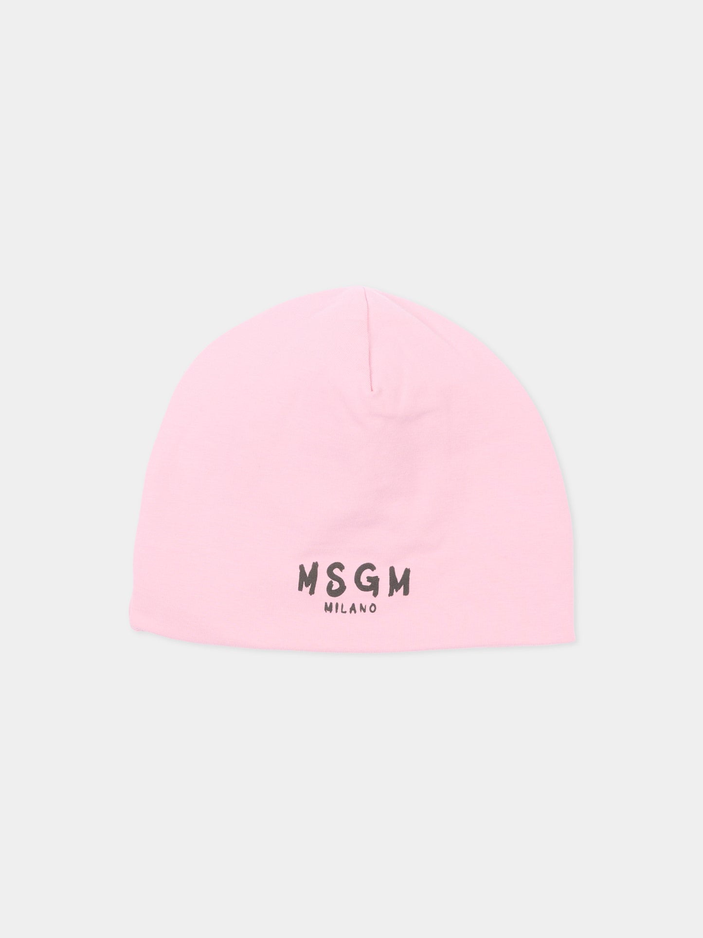 Berretto rosa per bambina con logo,Msgm Kids,F6MSJUHT184 MS090