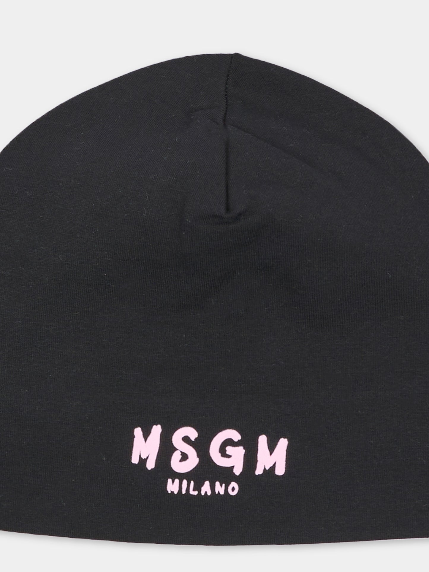 Berretto nero per bambina con logo,Msgm Kids,F6MSJUHT184 MS092