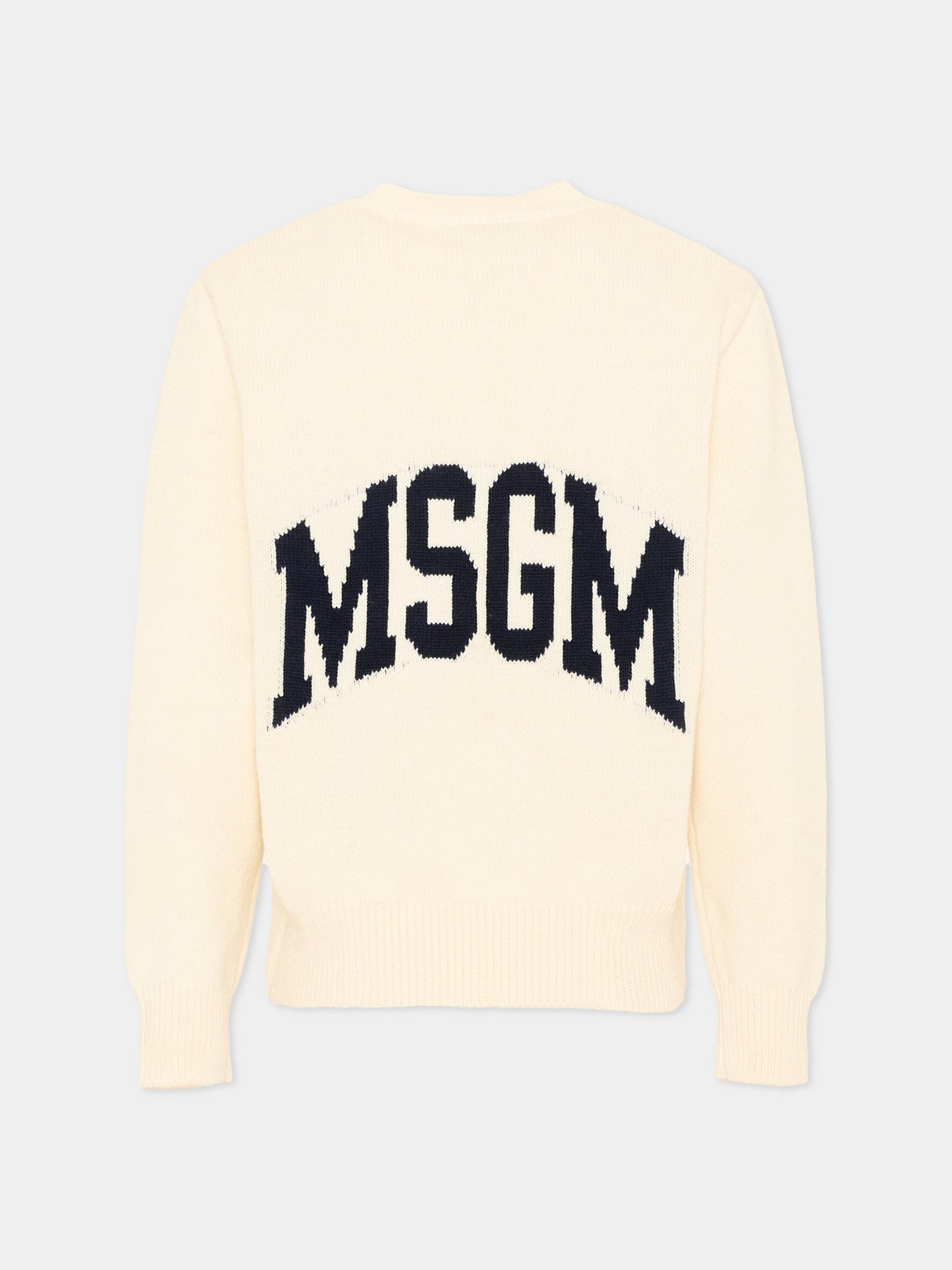 Maglione avorio per bambino con logo,Msgm Kids,F6MSJUJP028 013