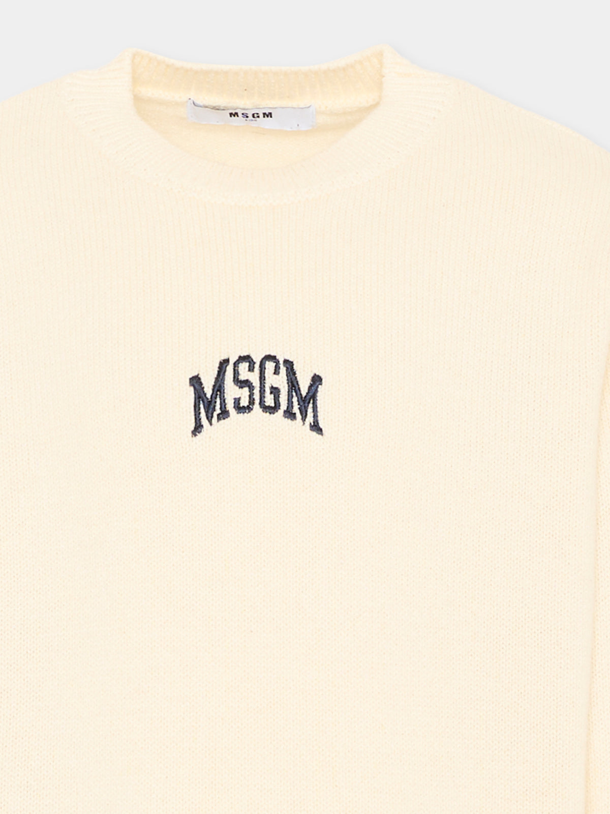 Maglione avorio per bambino con logo,Msgm Kids,F6MSJUJP028 013