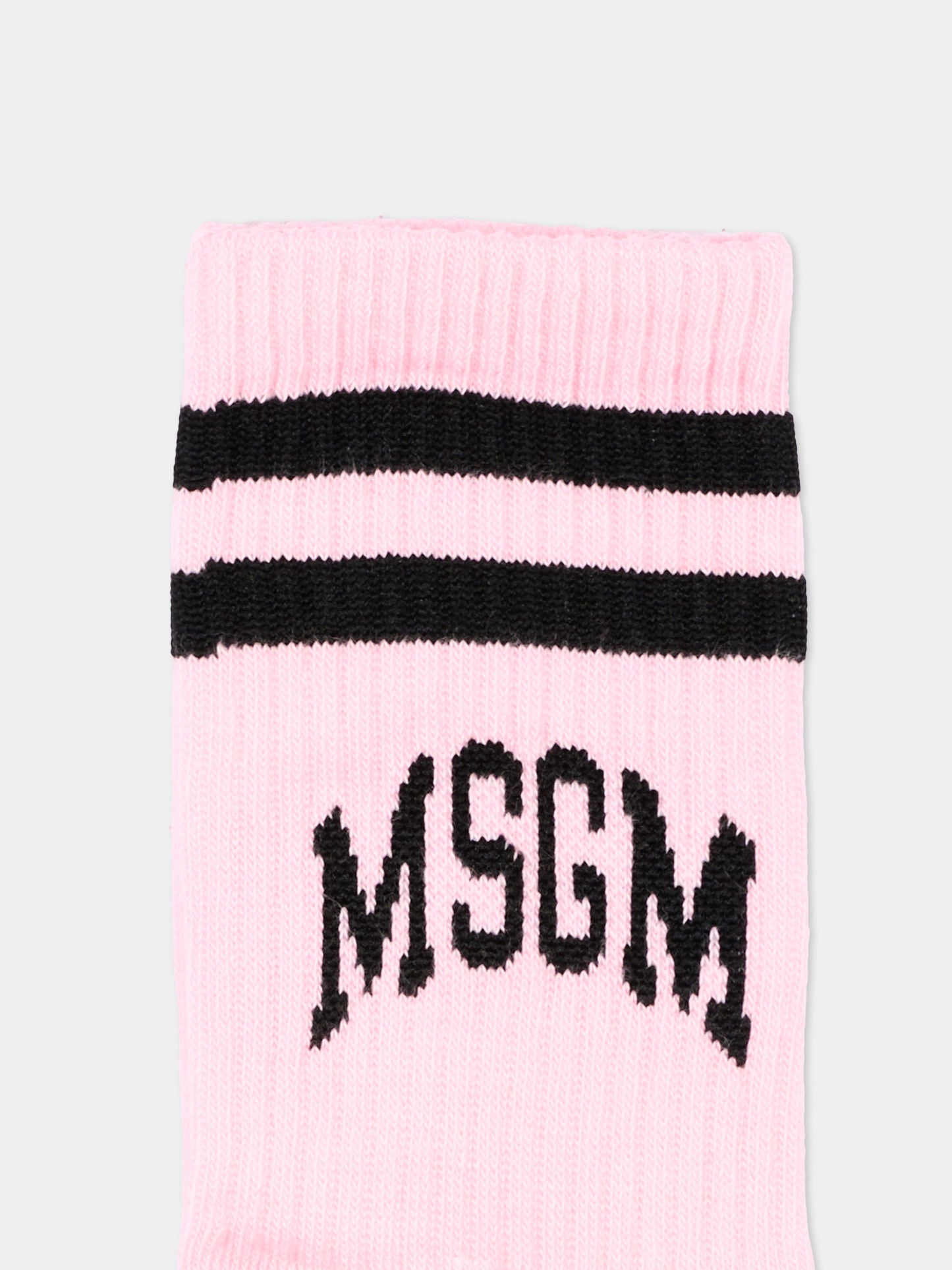 Calza spugna rosa per bambina con logo,Msgm Kids,F6MSJUSO297 MS090