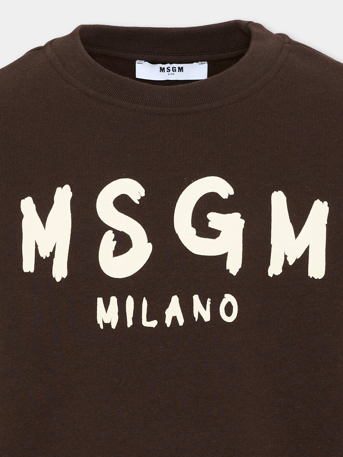 Felpa marrone per bambini con logo,Msgm Kids,F6MSJUSW009 943