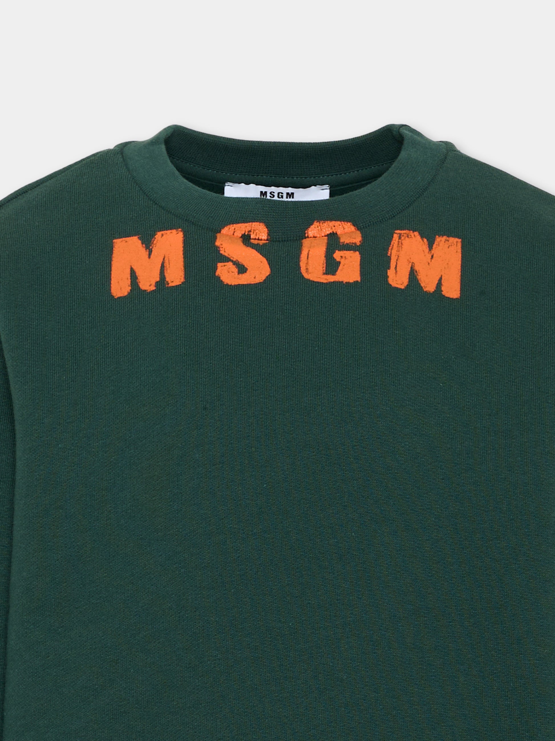 Felpa verde per bambino con logo,Msgm Kids,F6MSJUSW015 MS095
