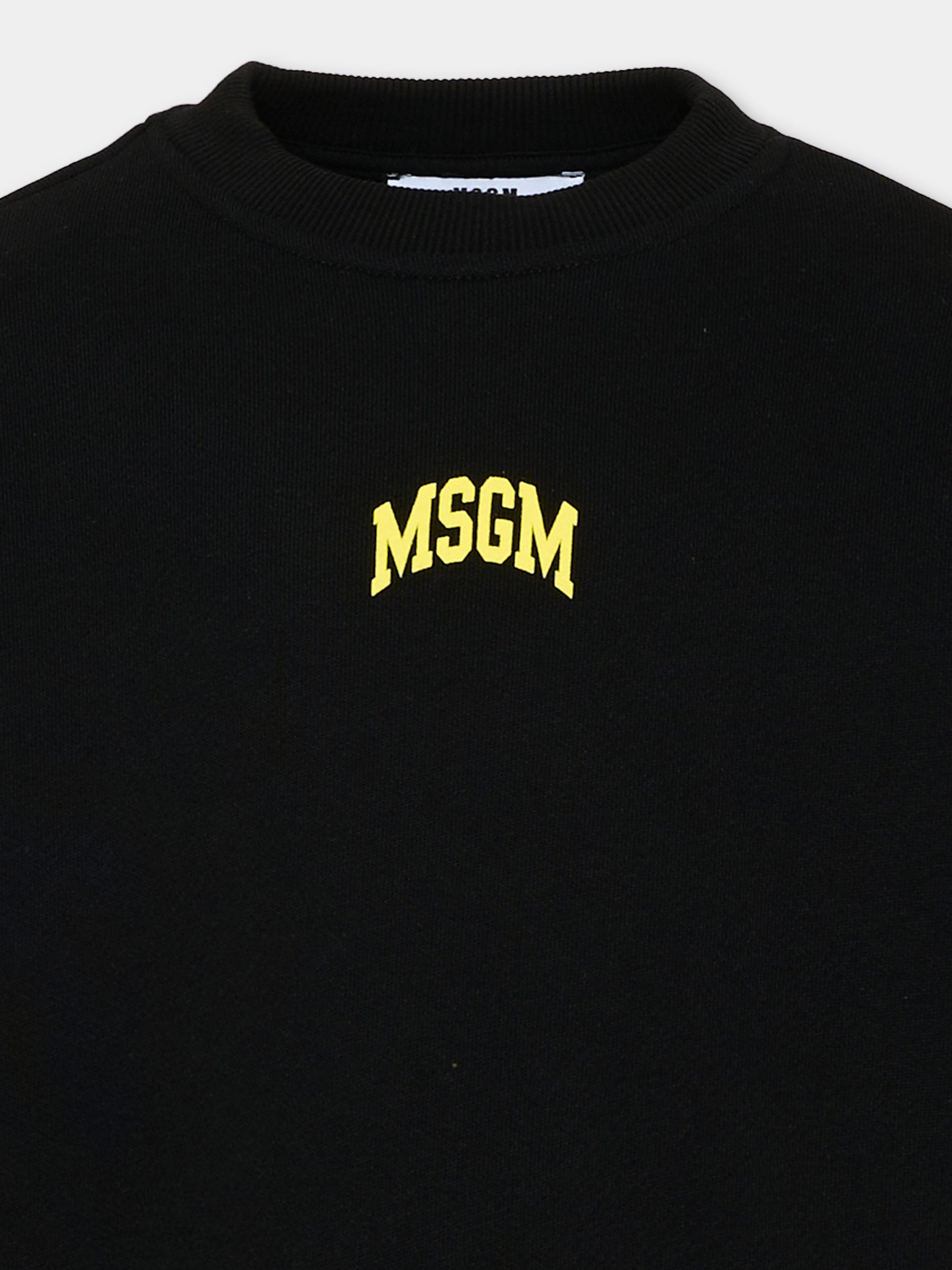 Felpa nera per bambini con logo,Msgm Kids,F6MSJUSW026 110