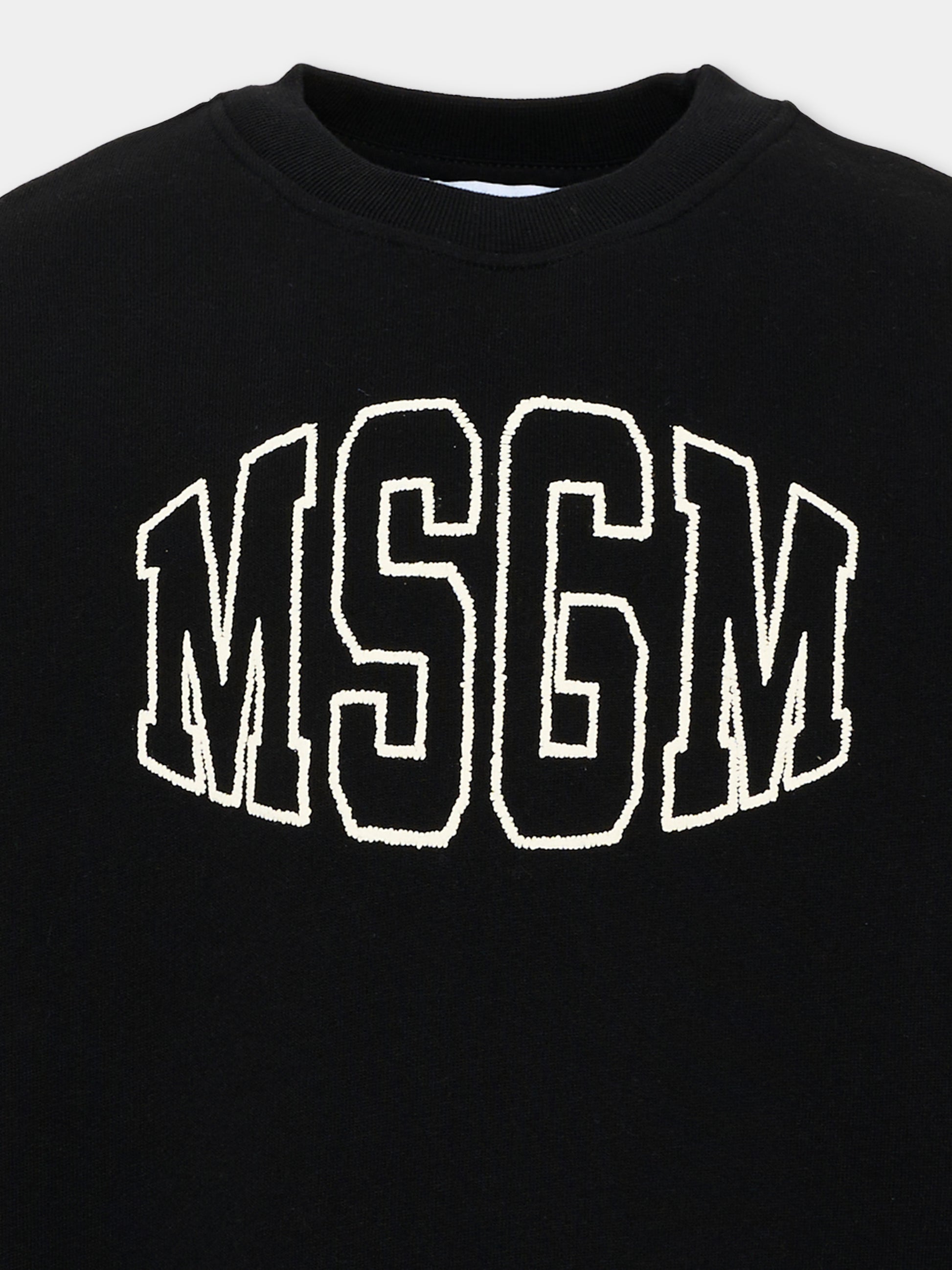 Felpa nera per bambini con logo,Msgm Kids,F6MSJUSW039 110