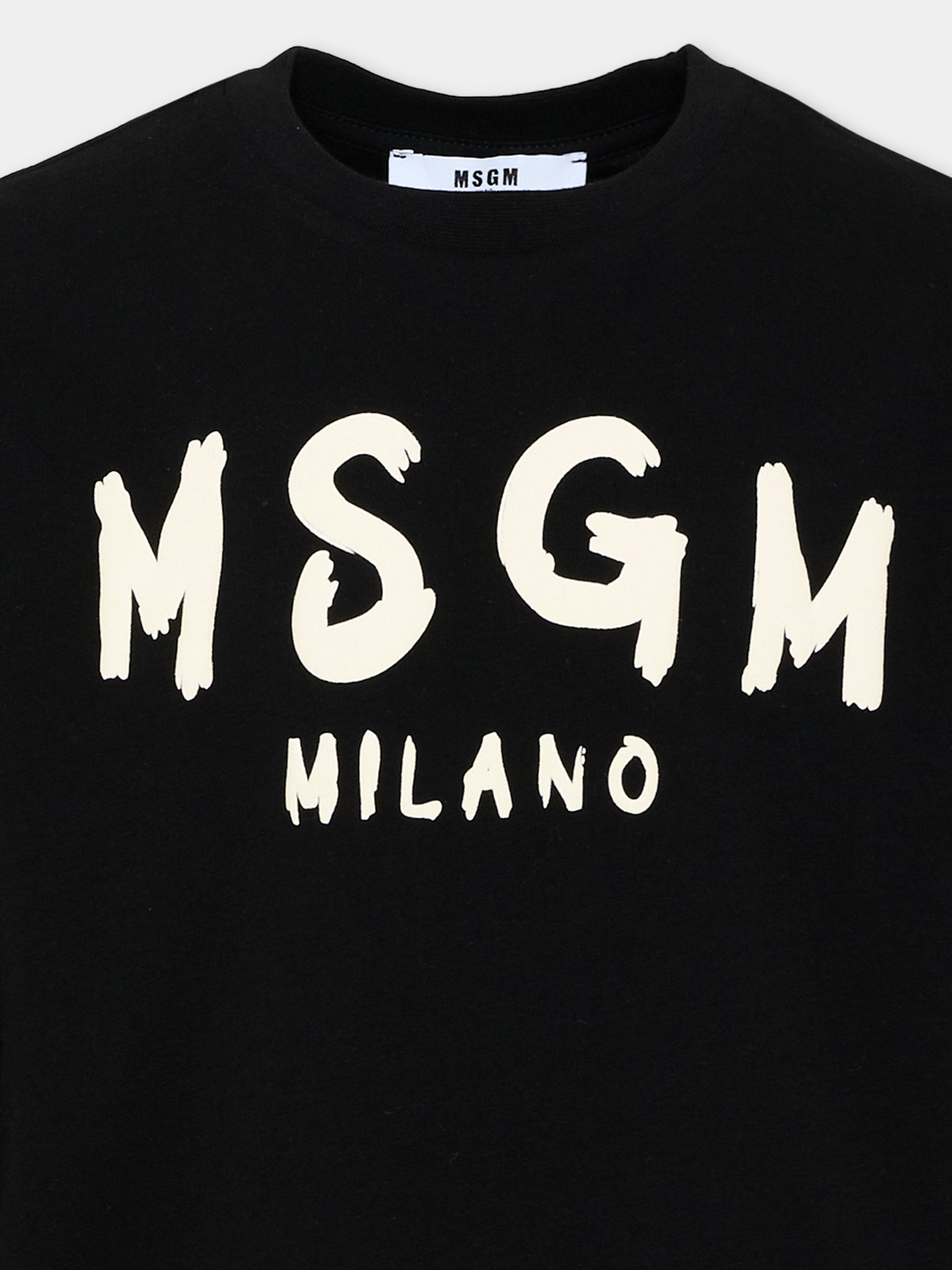T-shirt nera per bambini con logo,Msgm Kids,F6MSJUTH012 110