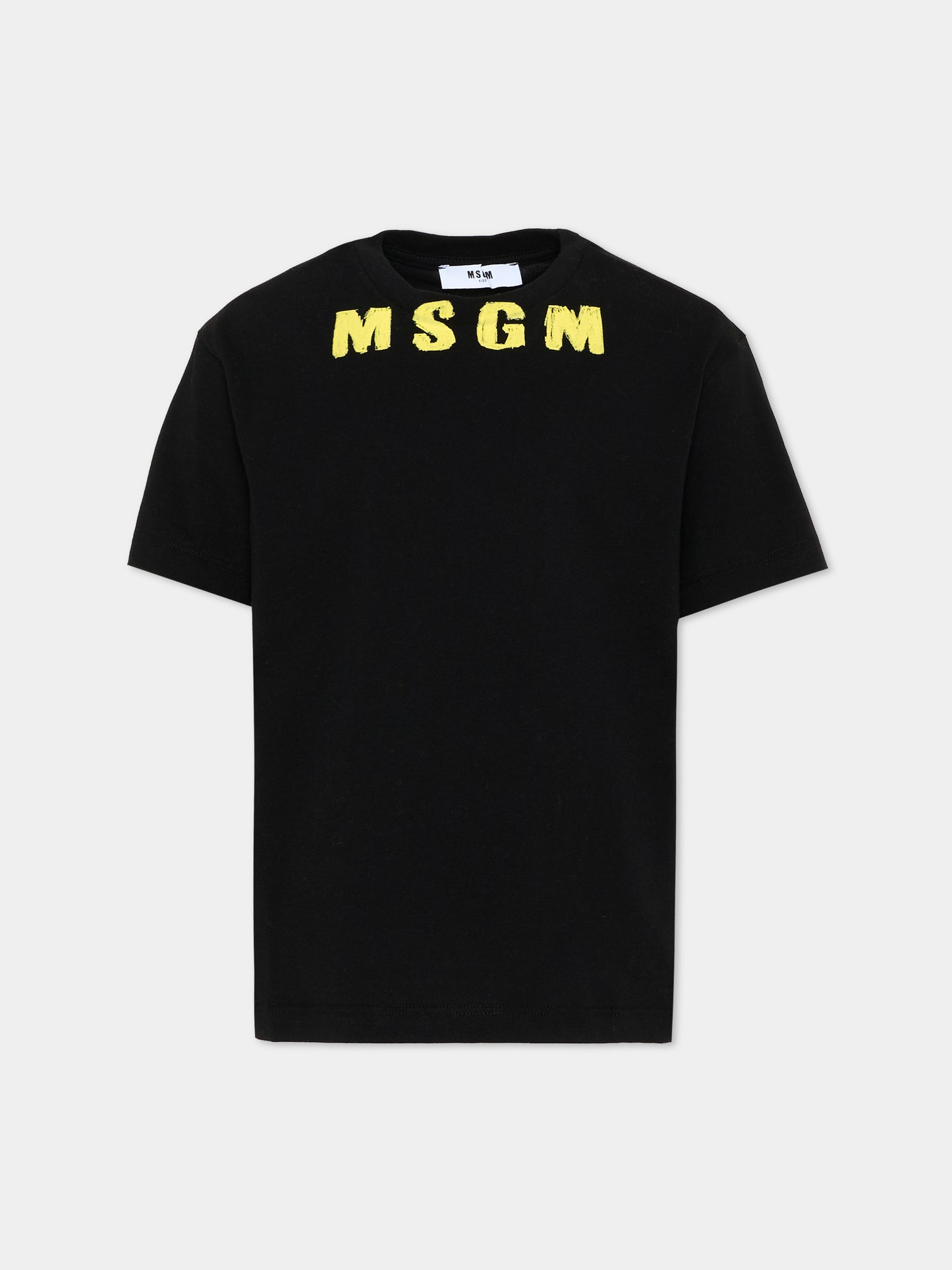 T-Shirt nera per bambino con logo,Msgm Kids,F6MSJUTH017 110