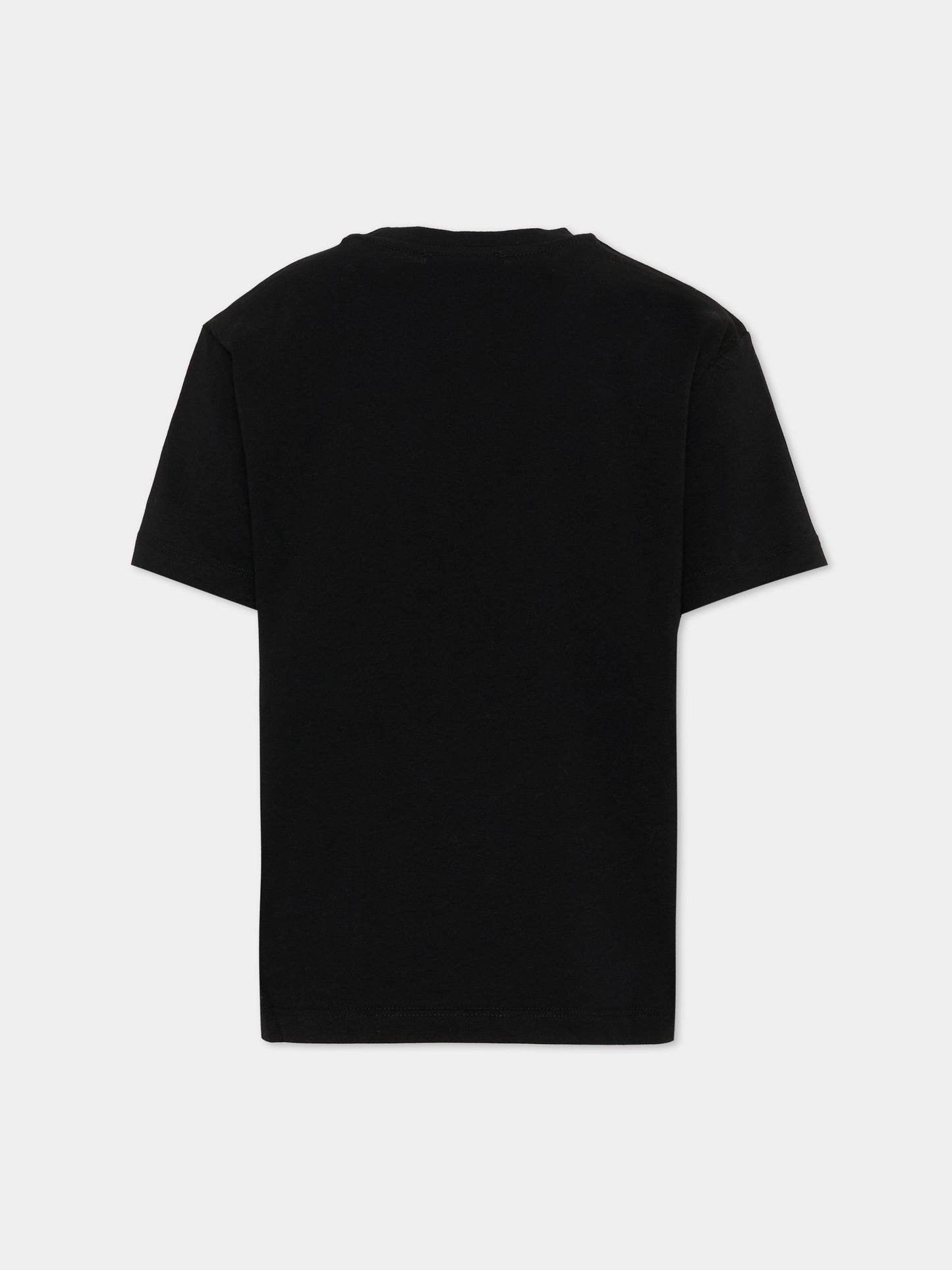 T-Shirt nera per bambino con logo,Msgm Kids,F6MSJUTH017 110