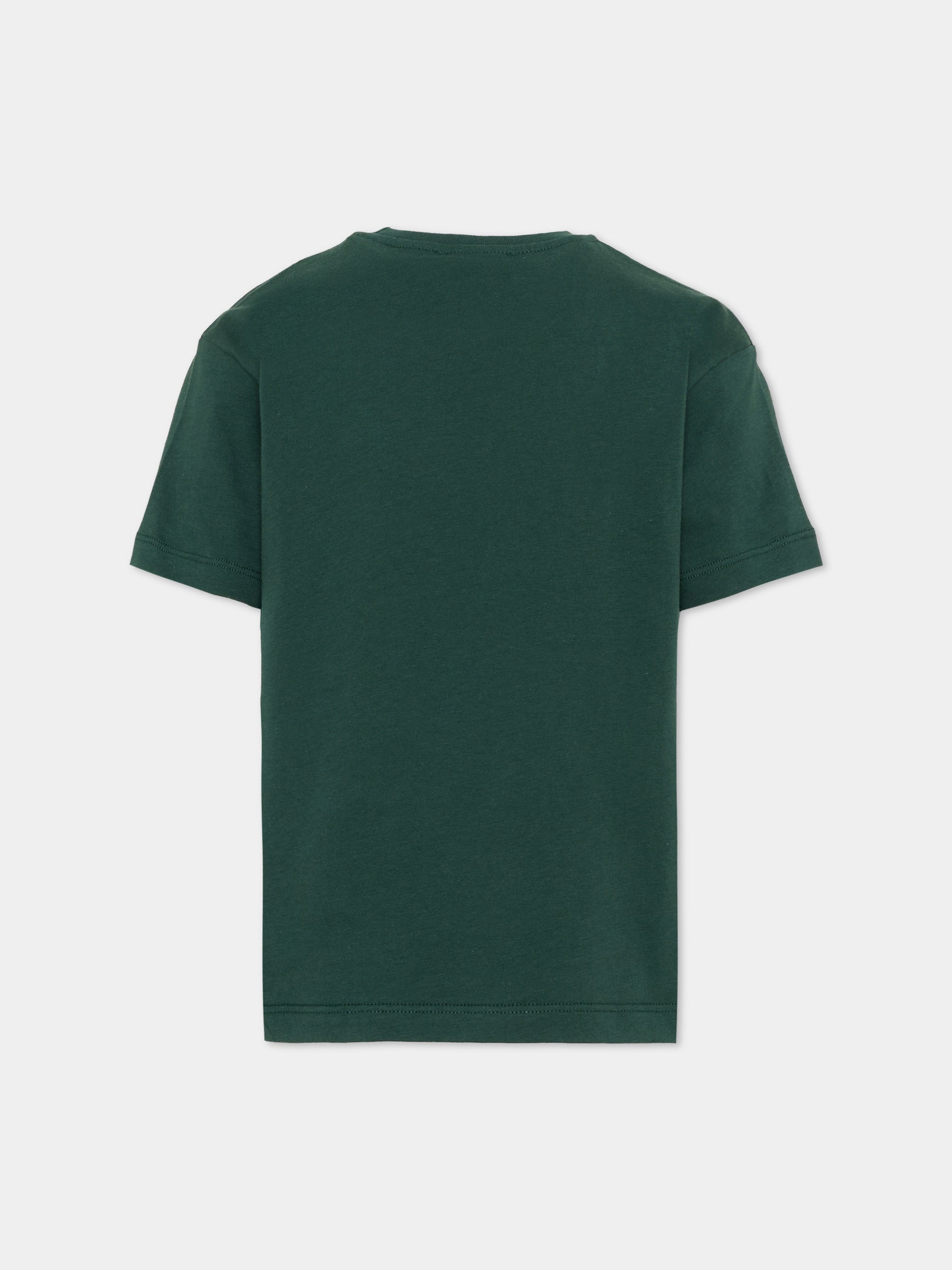 T-Shirt verde per bambino con logo,Msgm Kids,F6MSJUTH017 MS095