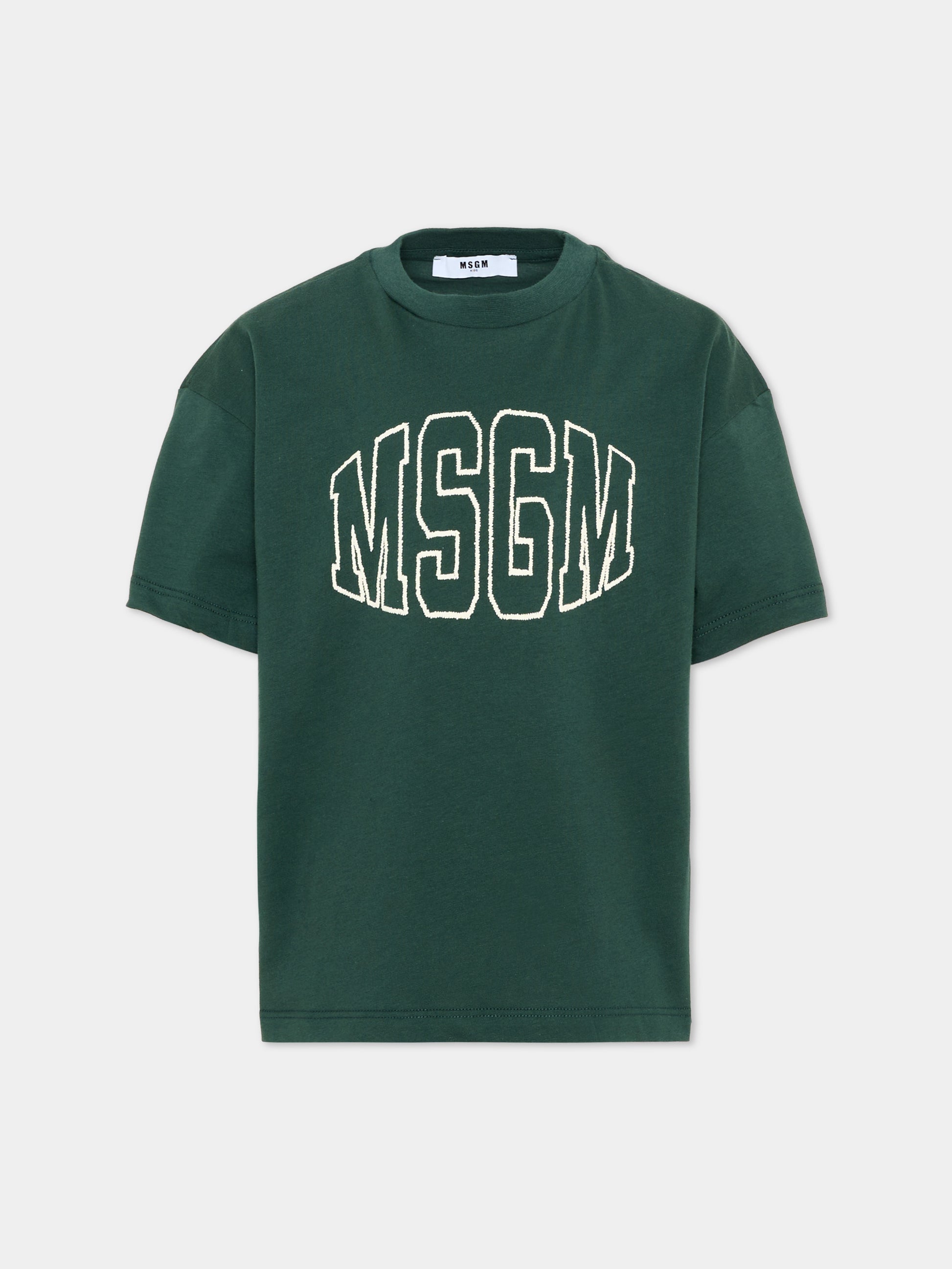 T-Shirt verde MSGM per bambini con logo,Msgm Kids,F6MSJUTH038 MS095