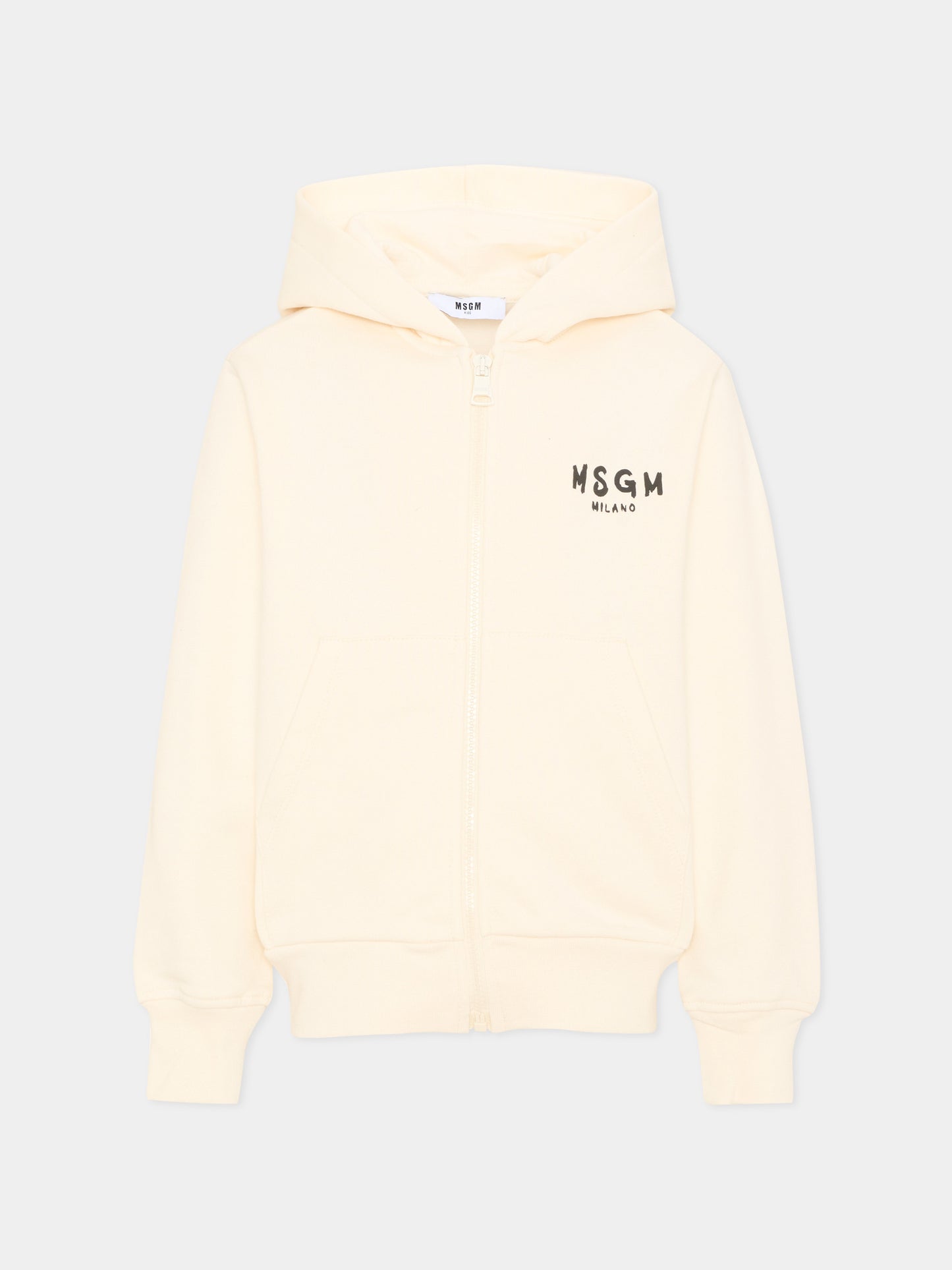 Felpa avorio per bambini con logo,Msgm Kids,F6MSJUZH008 013