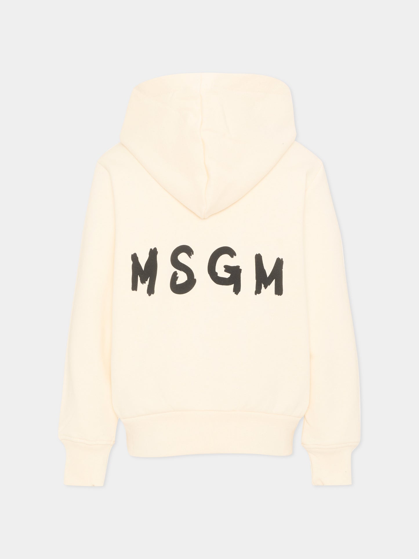 Felpa avorio per bambini con logo,Msgm Kids,F6MSJUZH008 013