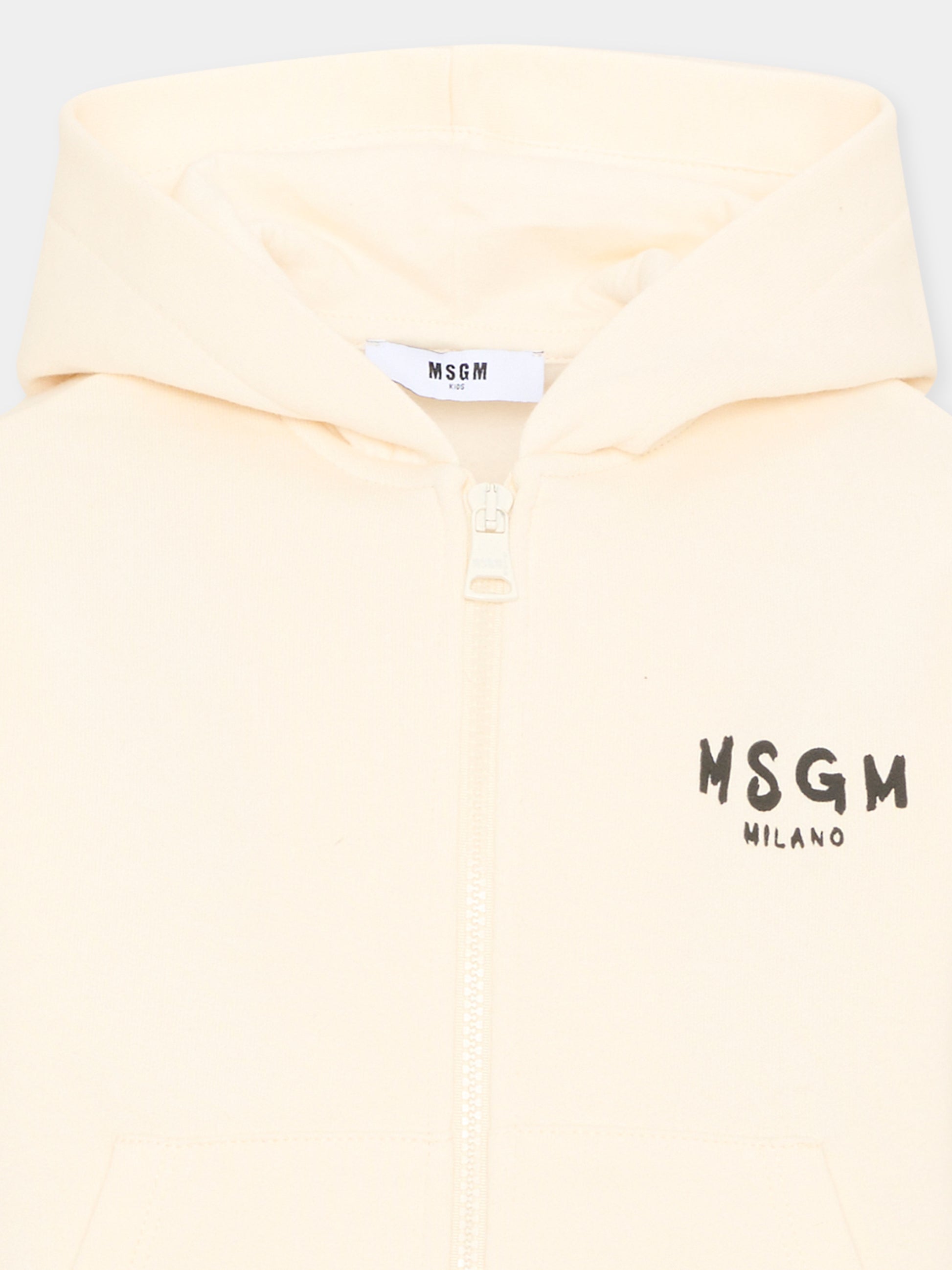 Felpa avorio per bambini con logo,Msgm Kids,F6MSJUZH008 013