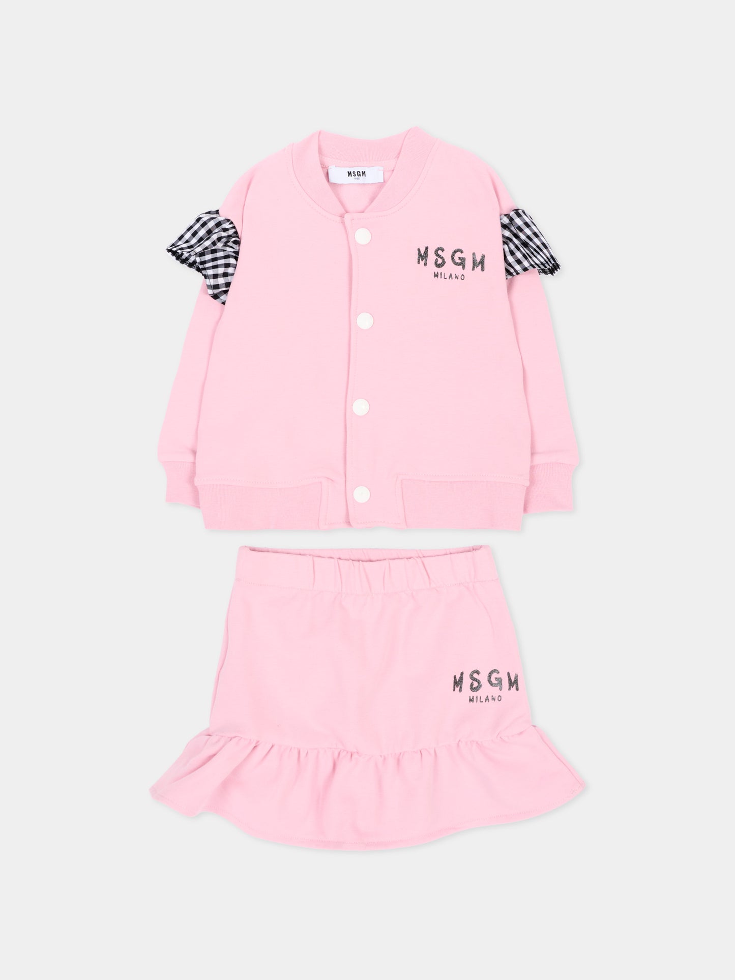 Completo sportivo lungo rosa con logo,Msgm Kids,F6MSNGBS368 MS090