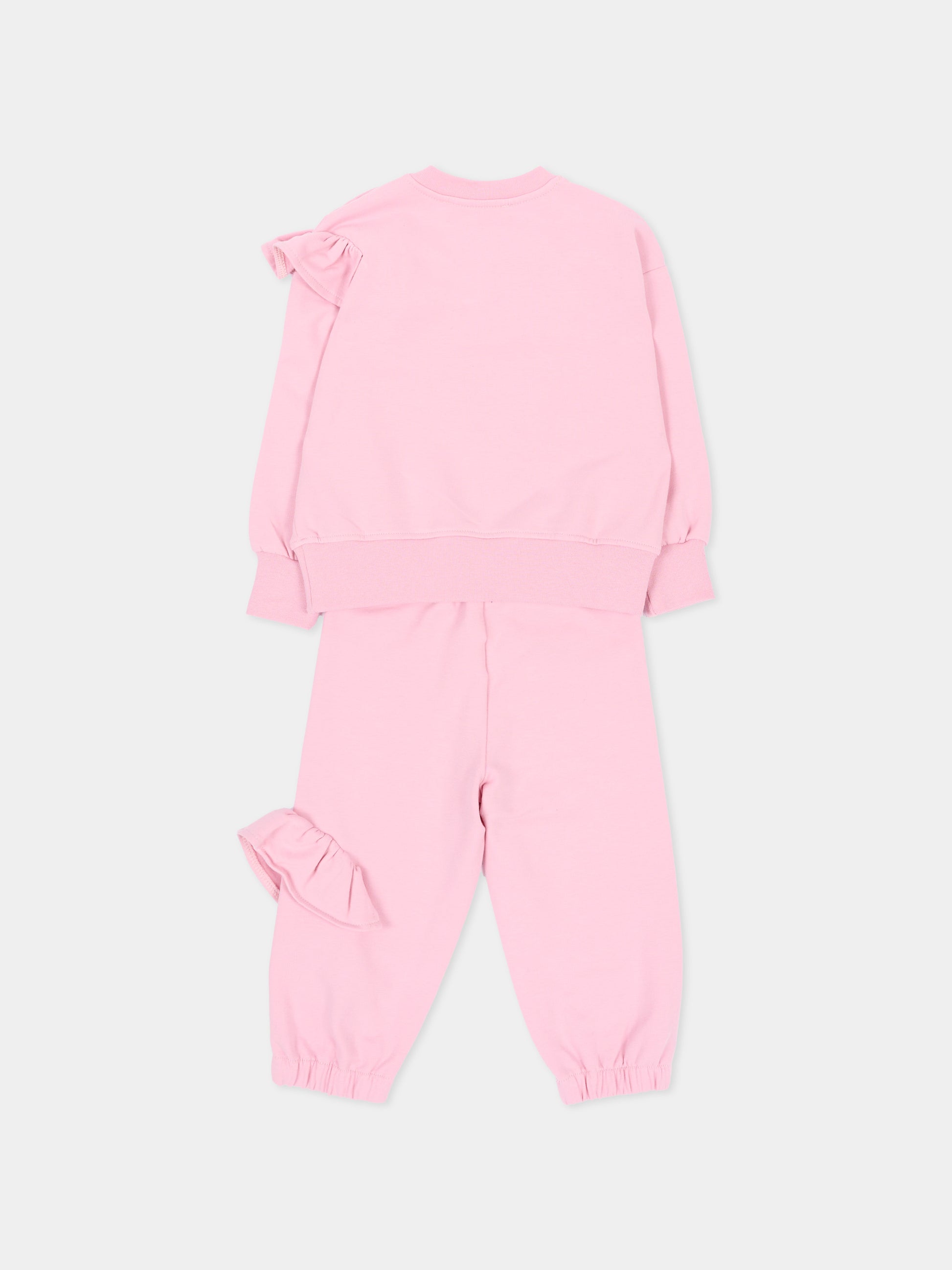 Completo sportivo lungo rosa per neonata con logo,Msgm Kids,F6MSNGTP333 MS090