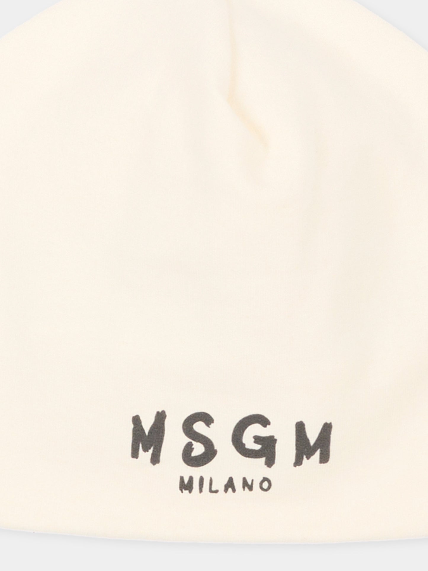 Berretto avorio per neonati con logo,Msgm Kids,F6MSUNHT348 013