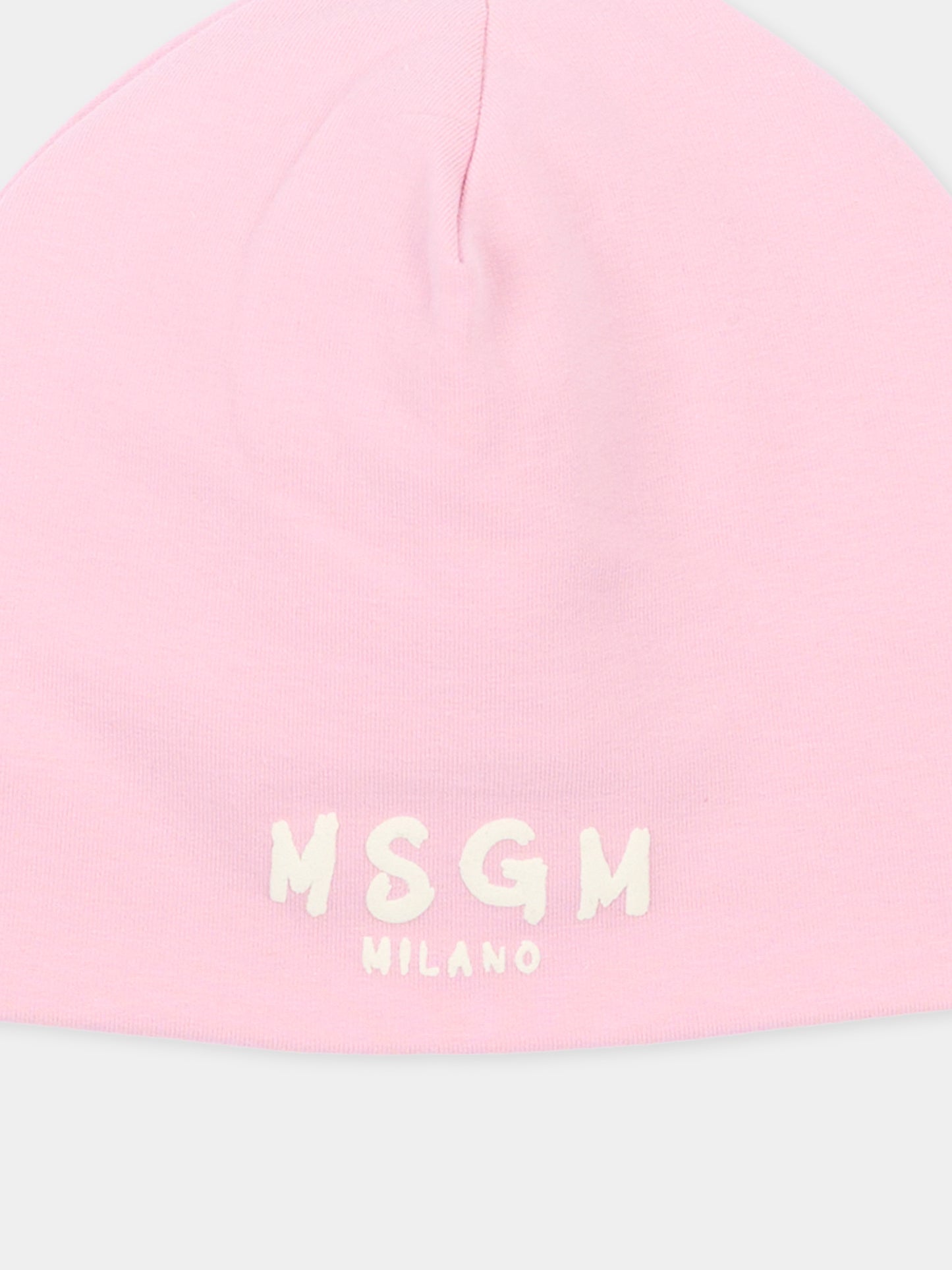 Berretto rosa per neonata con logo,Msgm Kids,F6MSUNHT348 MS090