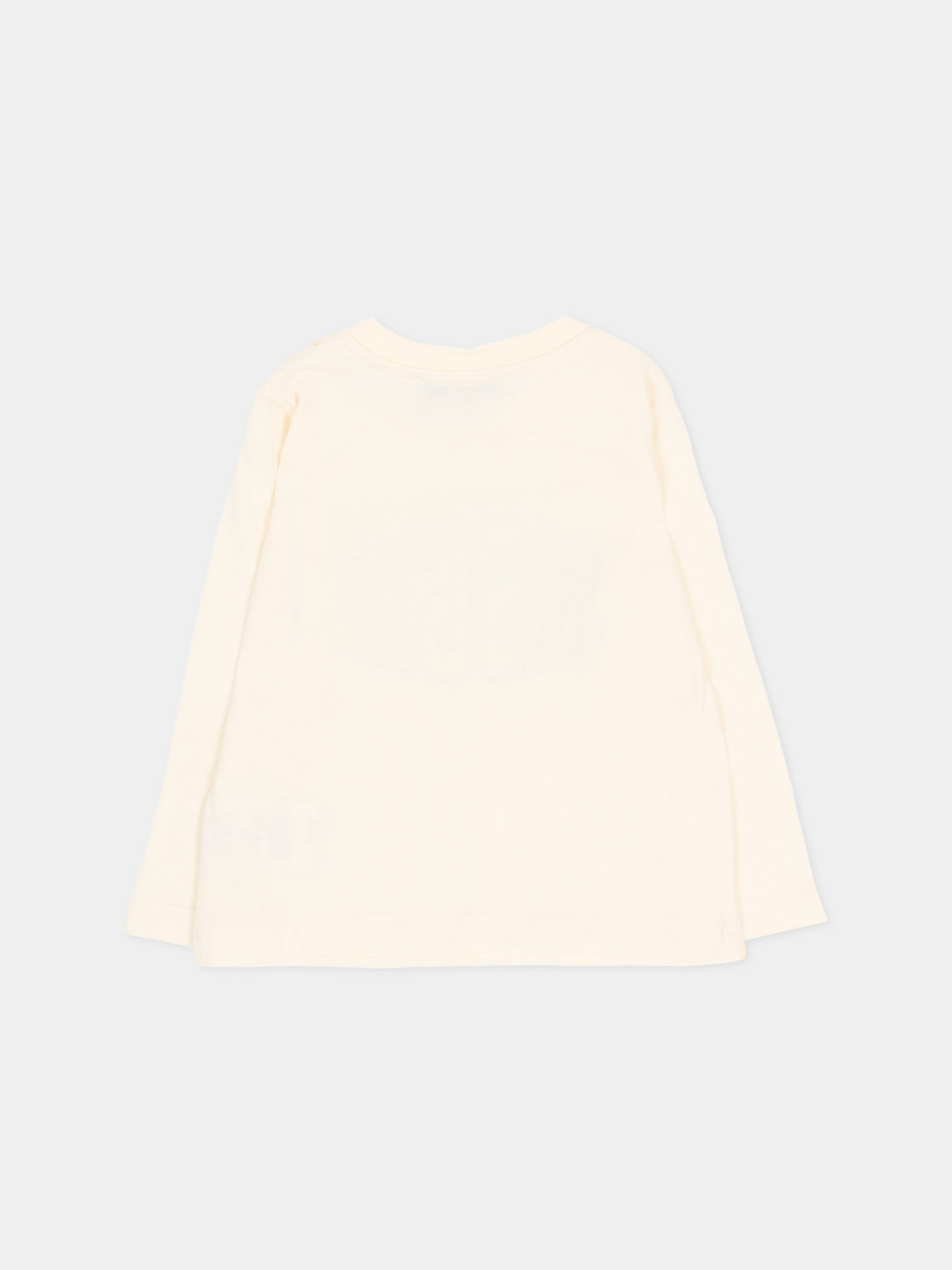 T-shirt a manica lunga avorio per neonati con logo,Msgm Kids,F6MSUNTH344 013