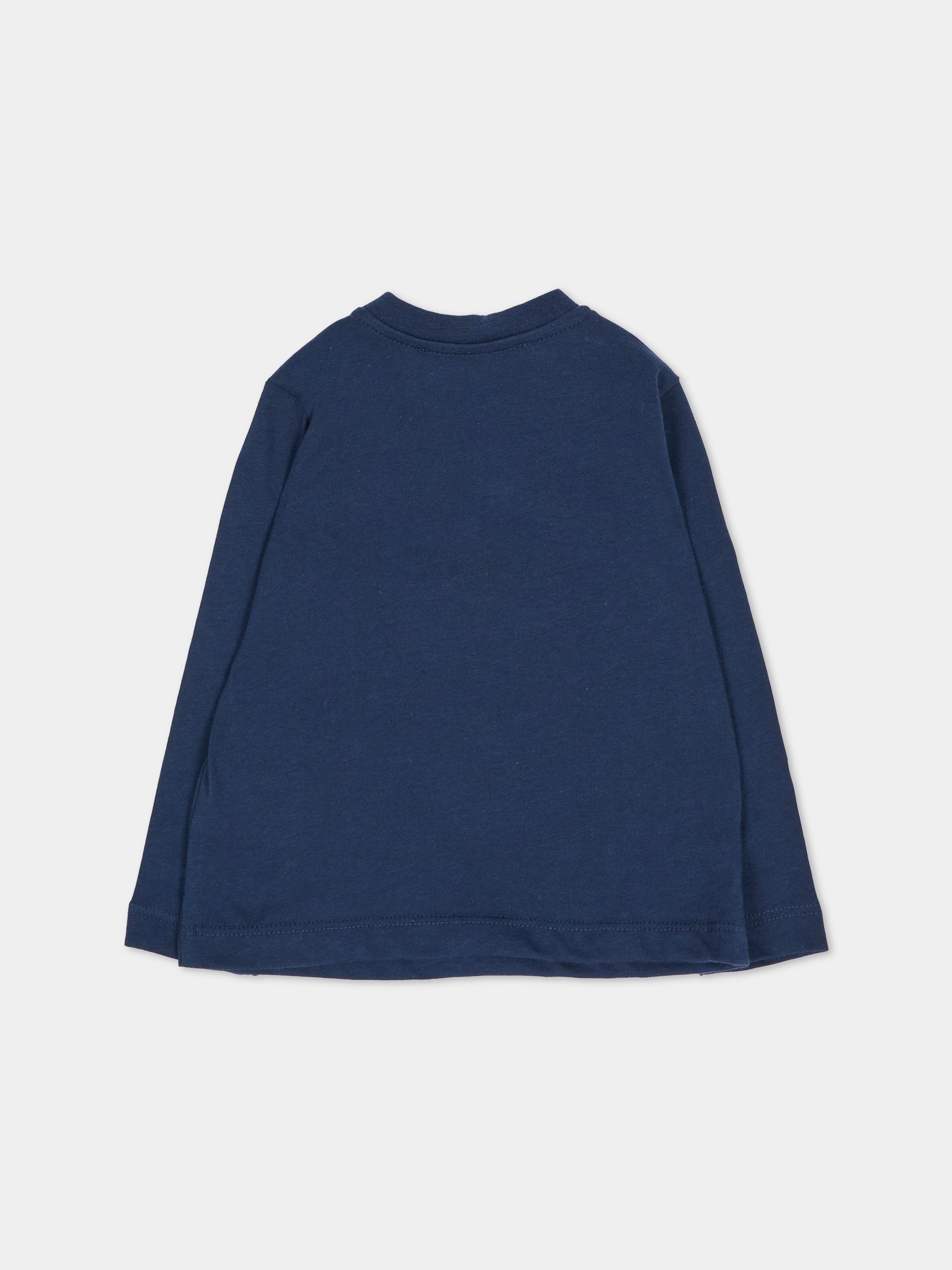 T-shirt a manica lunga blu per neonati con logo,Msgm Kids,F6MSUNTH344 MS032