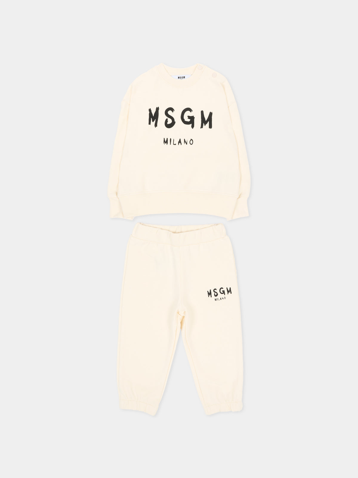 Completo sportivo lungo avorio per neonati con logo,Msgm Kids,F6MSUNTP347 013
