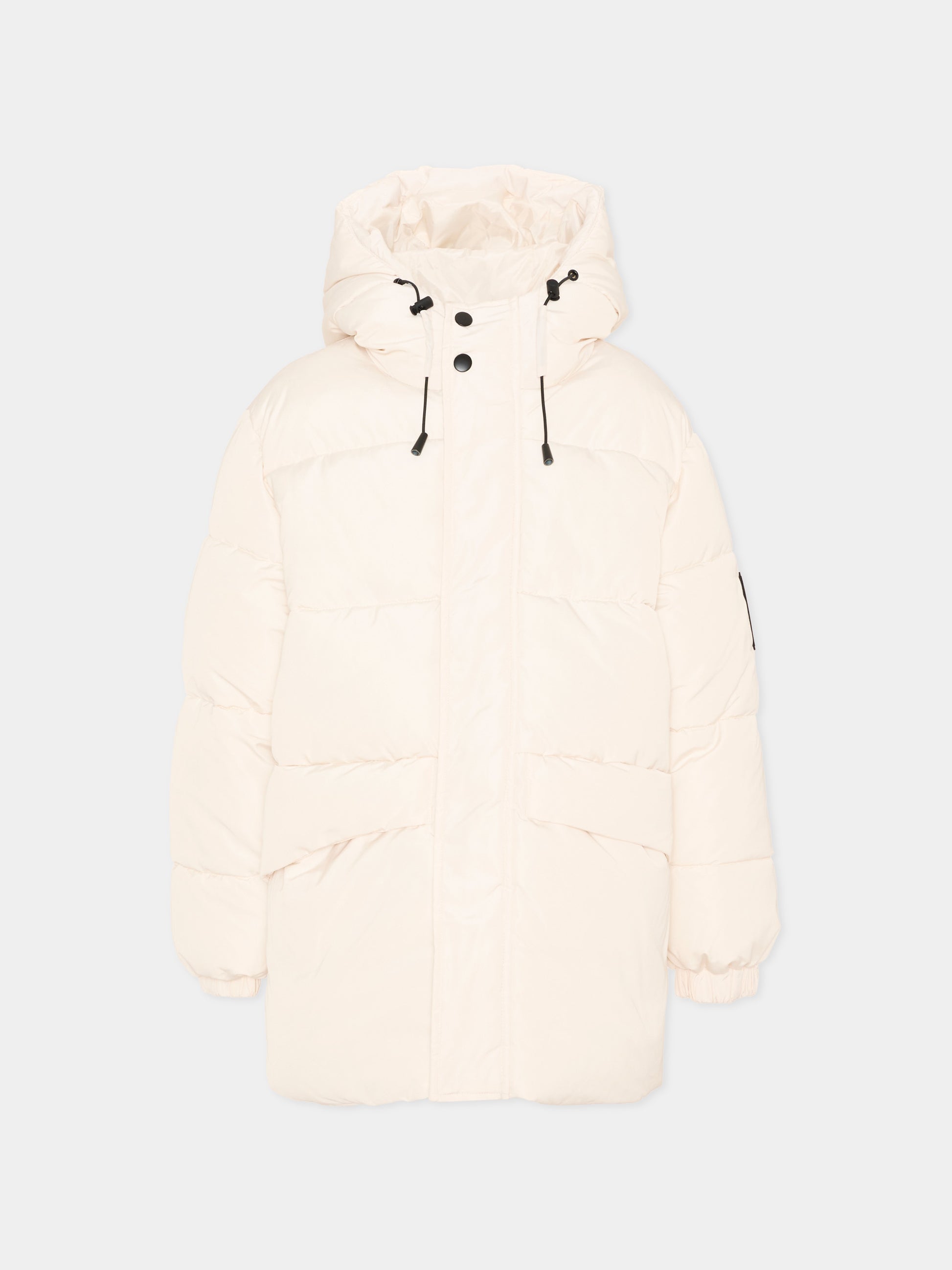 Piumino avorio per bambini con cappuccio,Msgm Kids,F6MSJUPF004 013