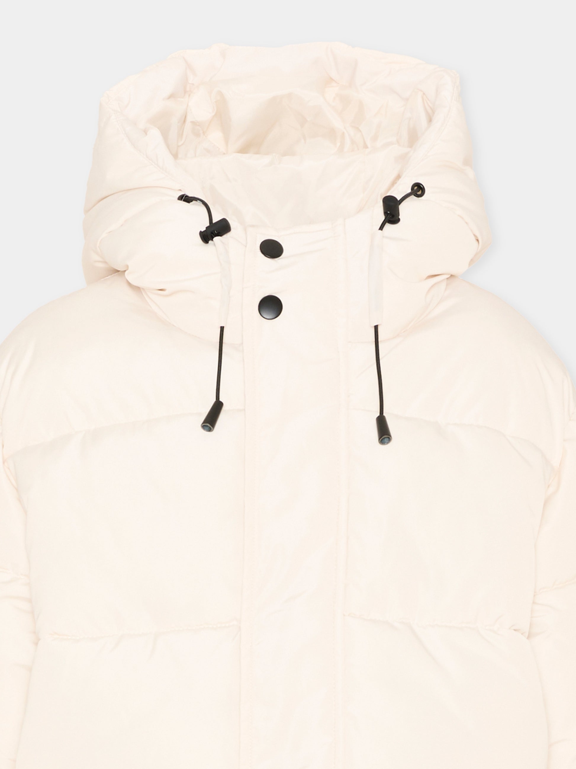 Piumino avorio per bambini con cappuccio,Msgm Kids,F6MSJUPF004 013