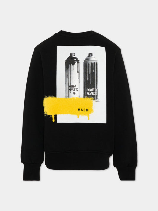 Felpa nera per bambino con logo,Msgm Kids,F6MSJBSW303 110