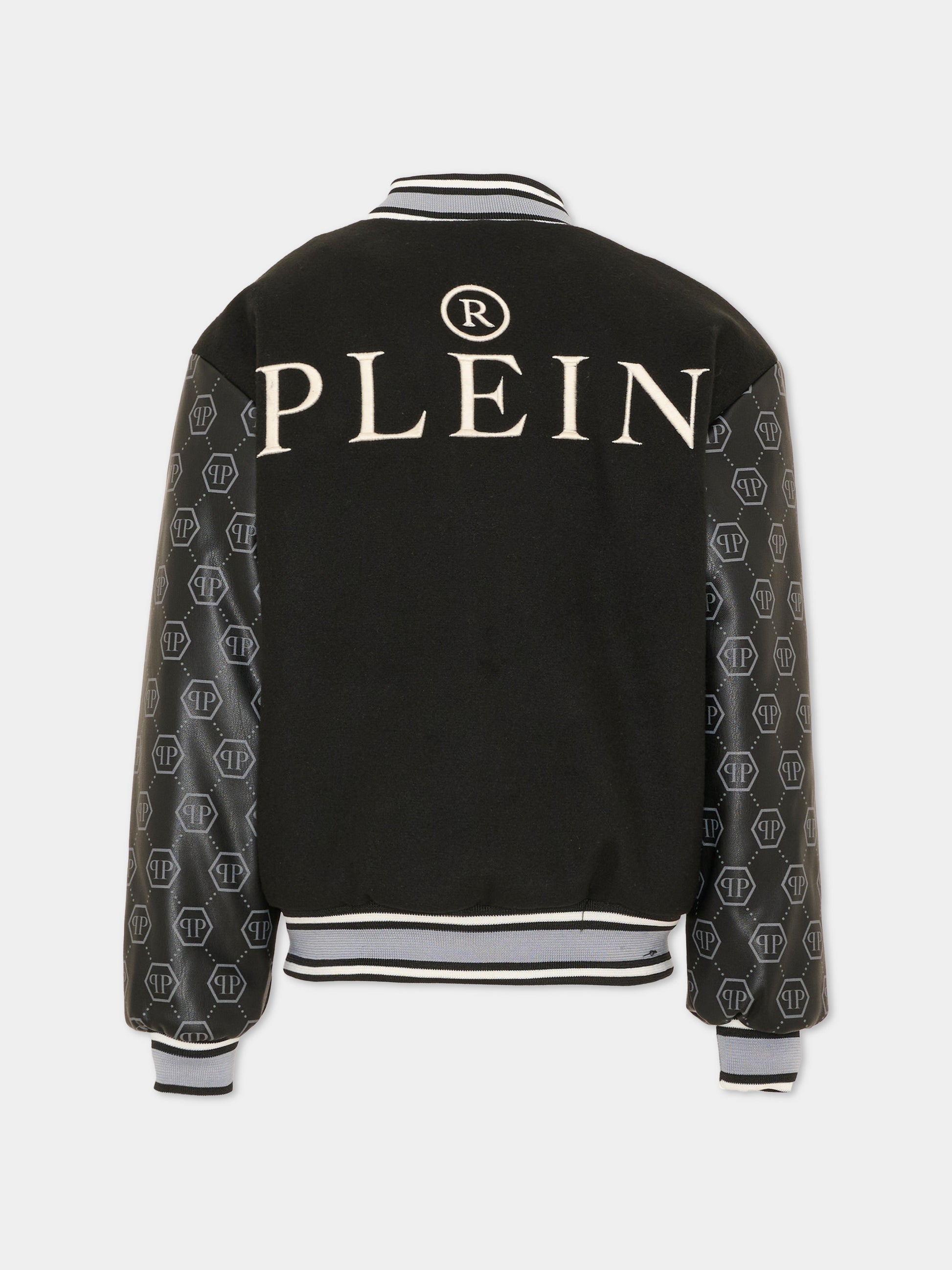 Bomber nero per bambino con logo,Philipp Plein Junior,F6PHJBBO137 110