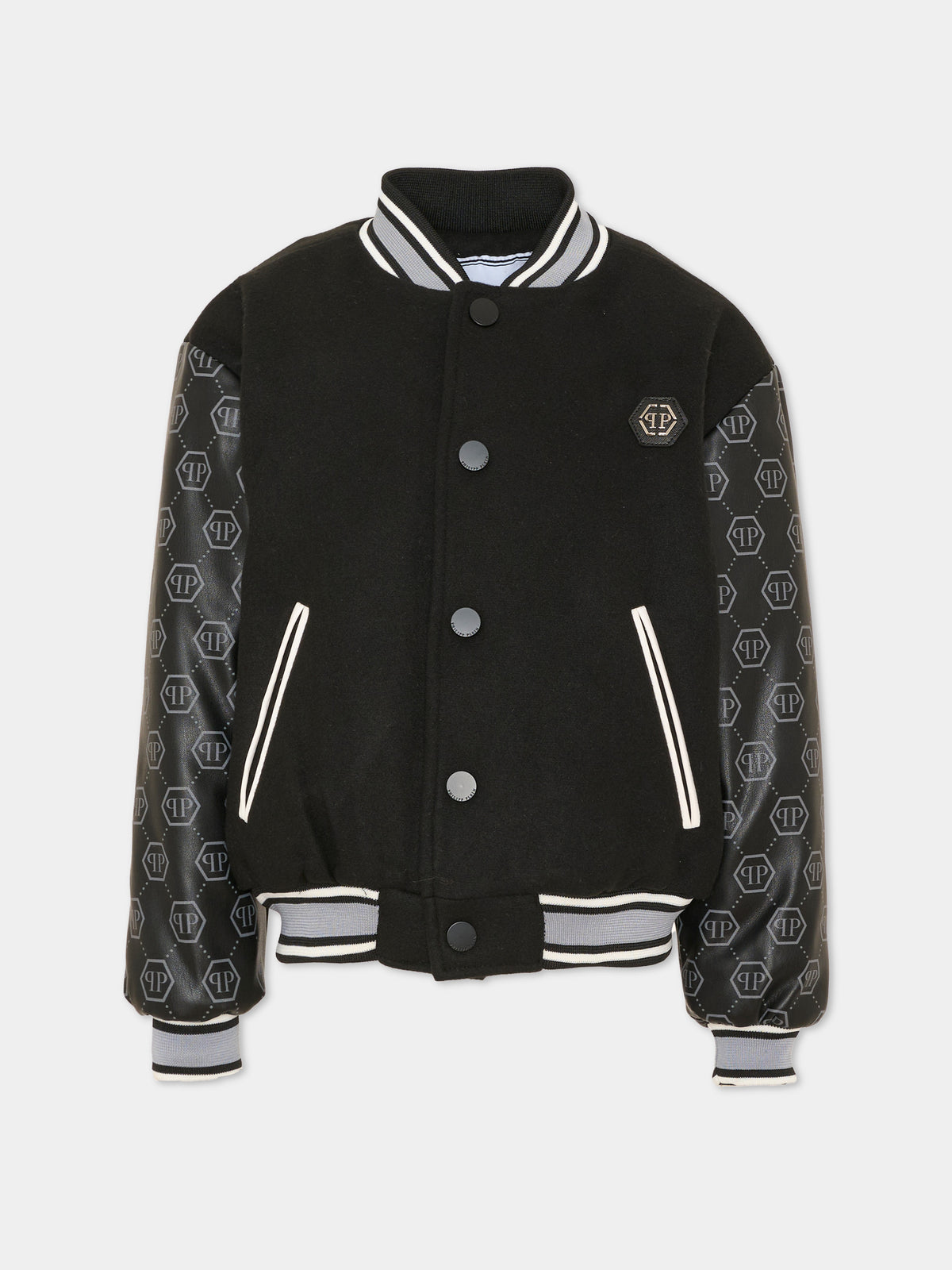 Bomber nero per bambino con logo,Philipp Plein Junior,F6PHJBBO137 110