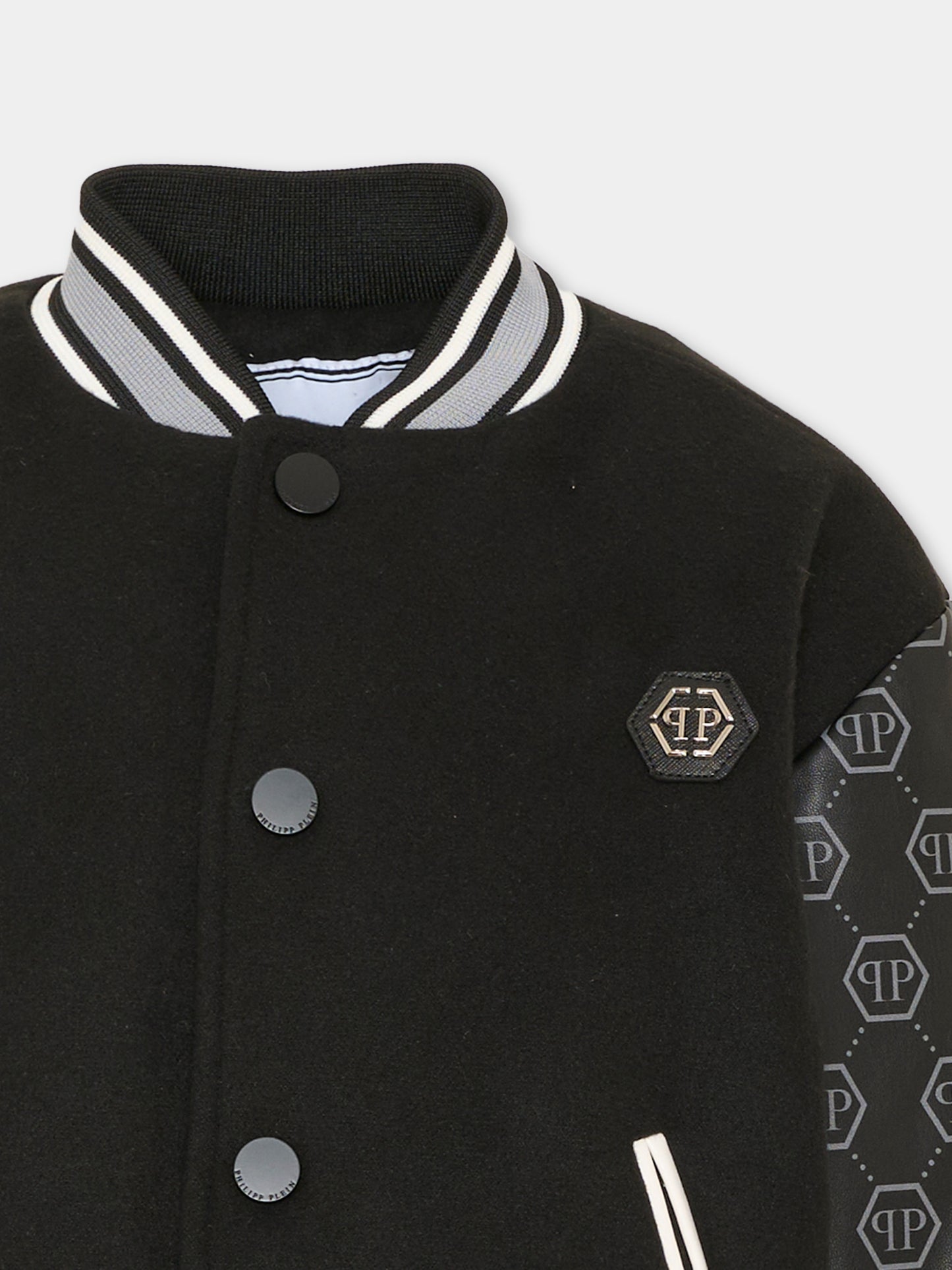 Bomber nero per bambino con logo,Philipp Plein Junior,F6PHJBBO137 110