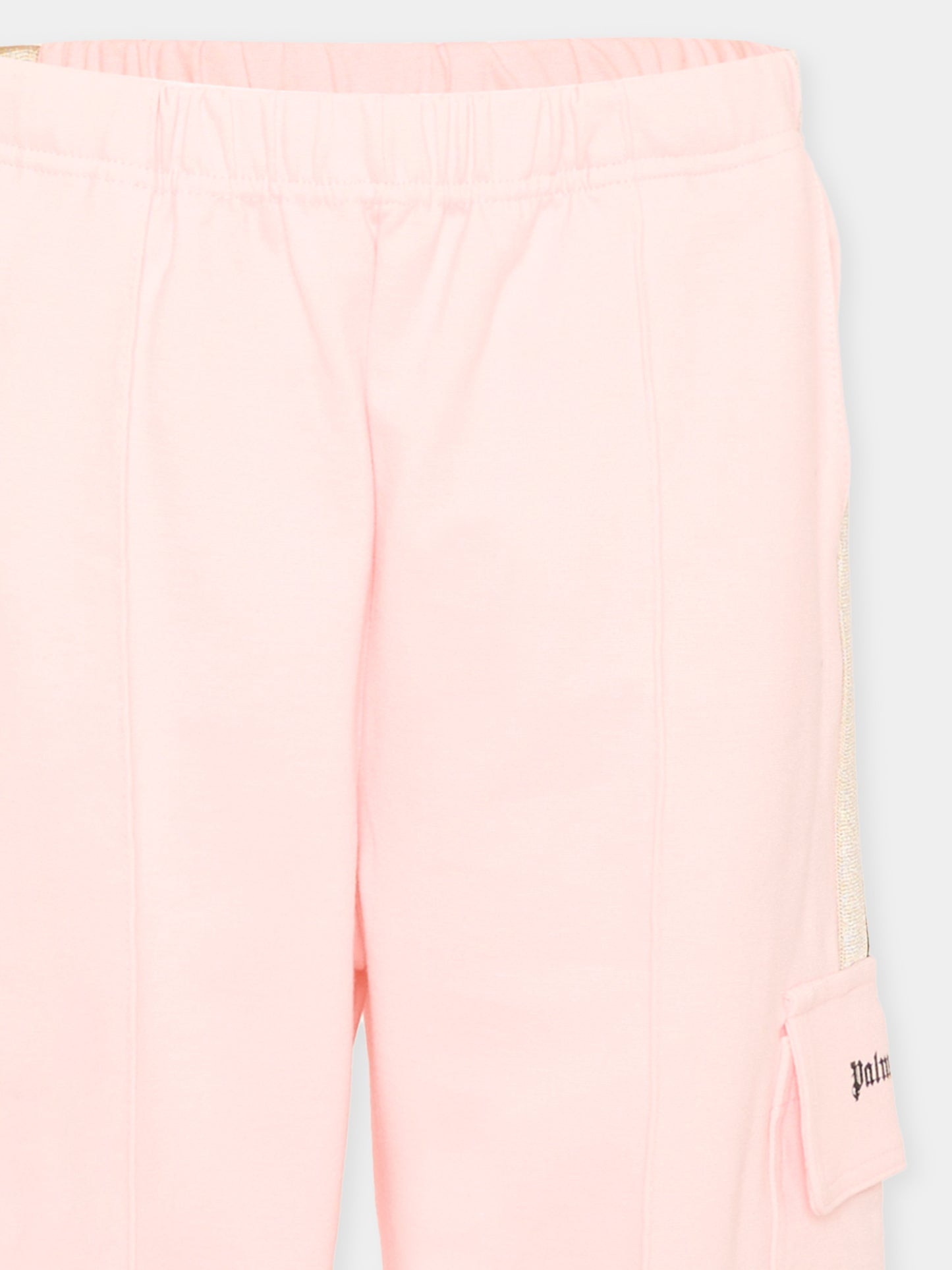 Pantalone rosa per bambina con logo,Palm Angels,F6PAJGFP040 042