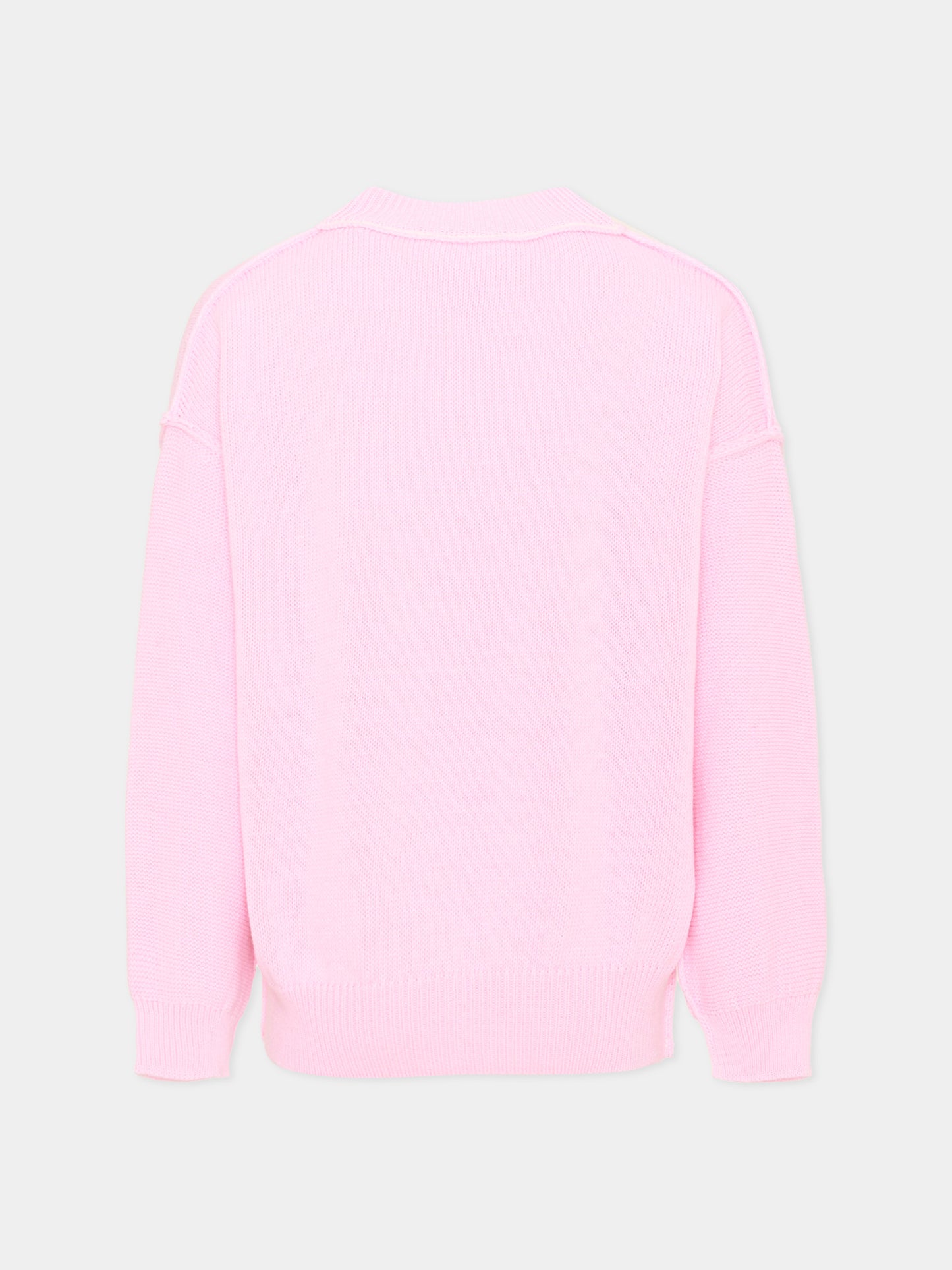 Maglione rosa per bambina con Teddy Bear,Palm Angels,F6PAJGJP156 042