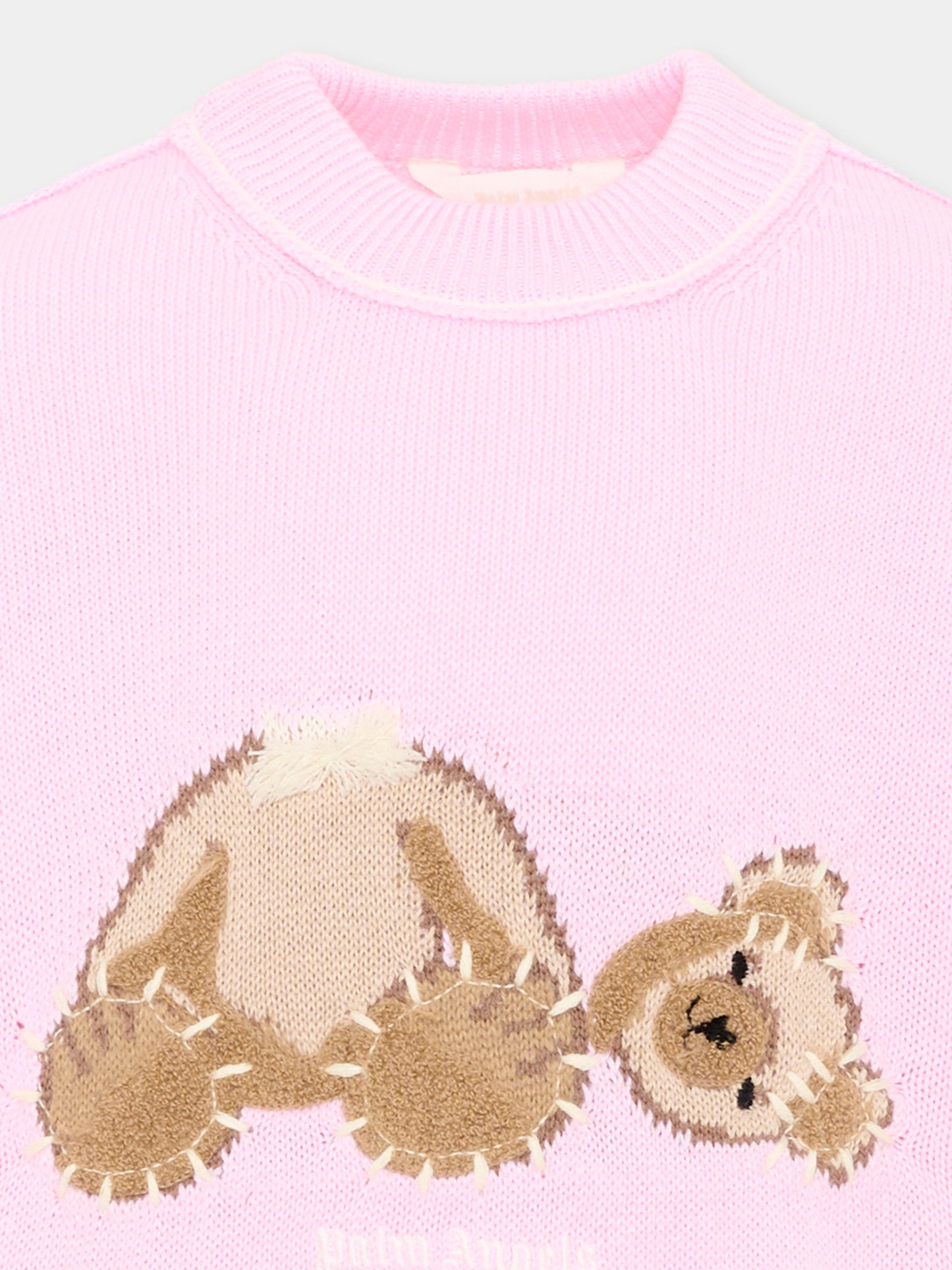 Maglione rosa per bambina con Teddy Bear,Palm Angels,F6PAJGJP156 042