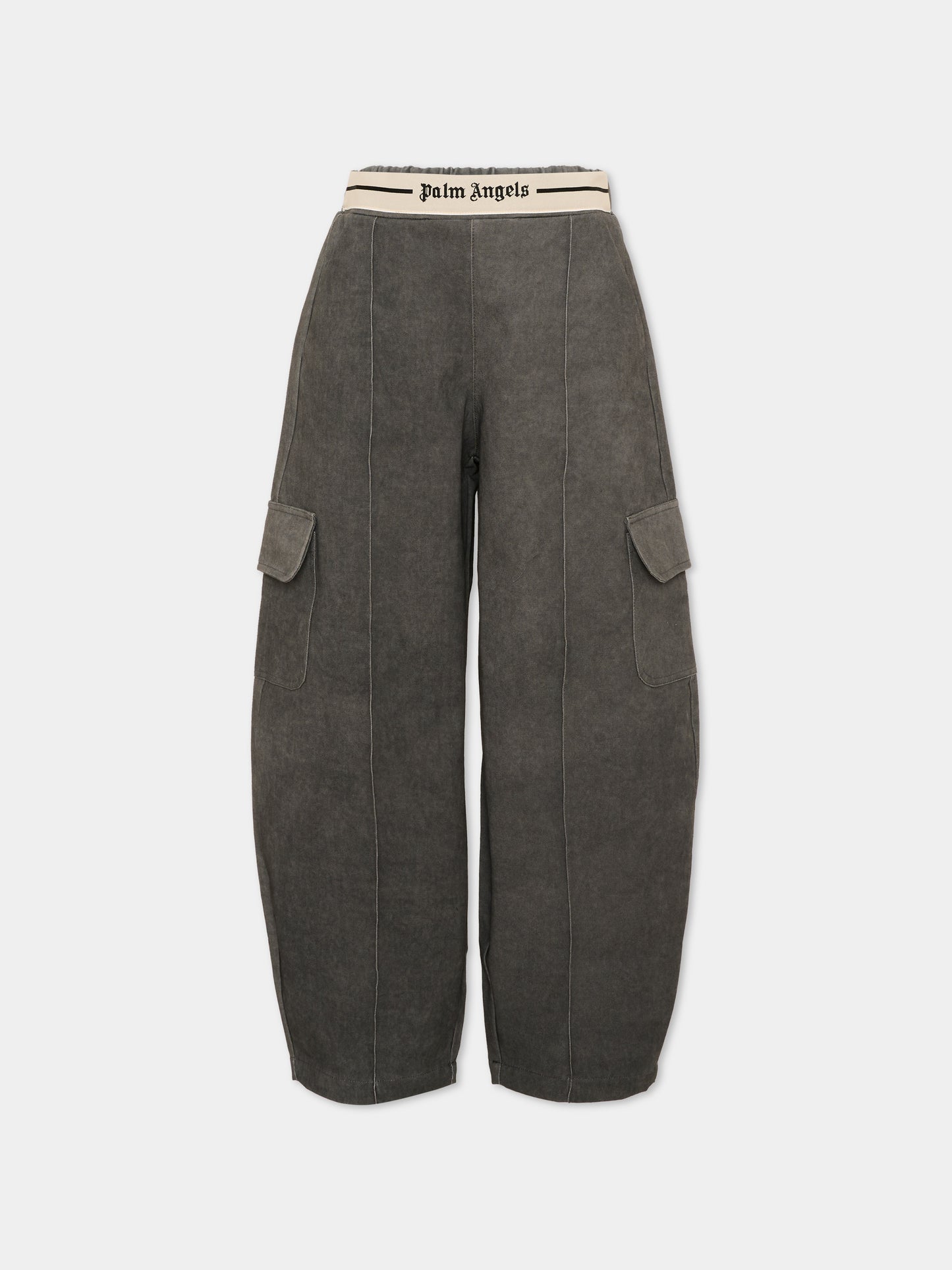Pantaloni grigi per bambina con logo,Palm Angels,F6PAJGPA138 110