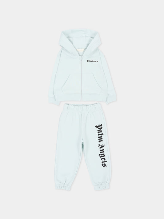 Completo sportivo lungo celeste per neonato con logo,Palm Angels,F6PANBTP180 960