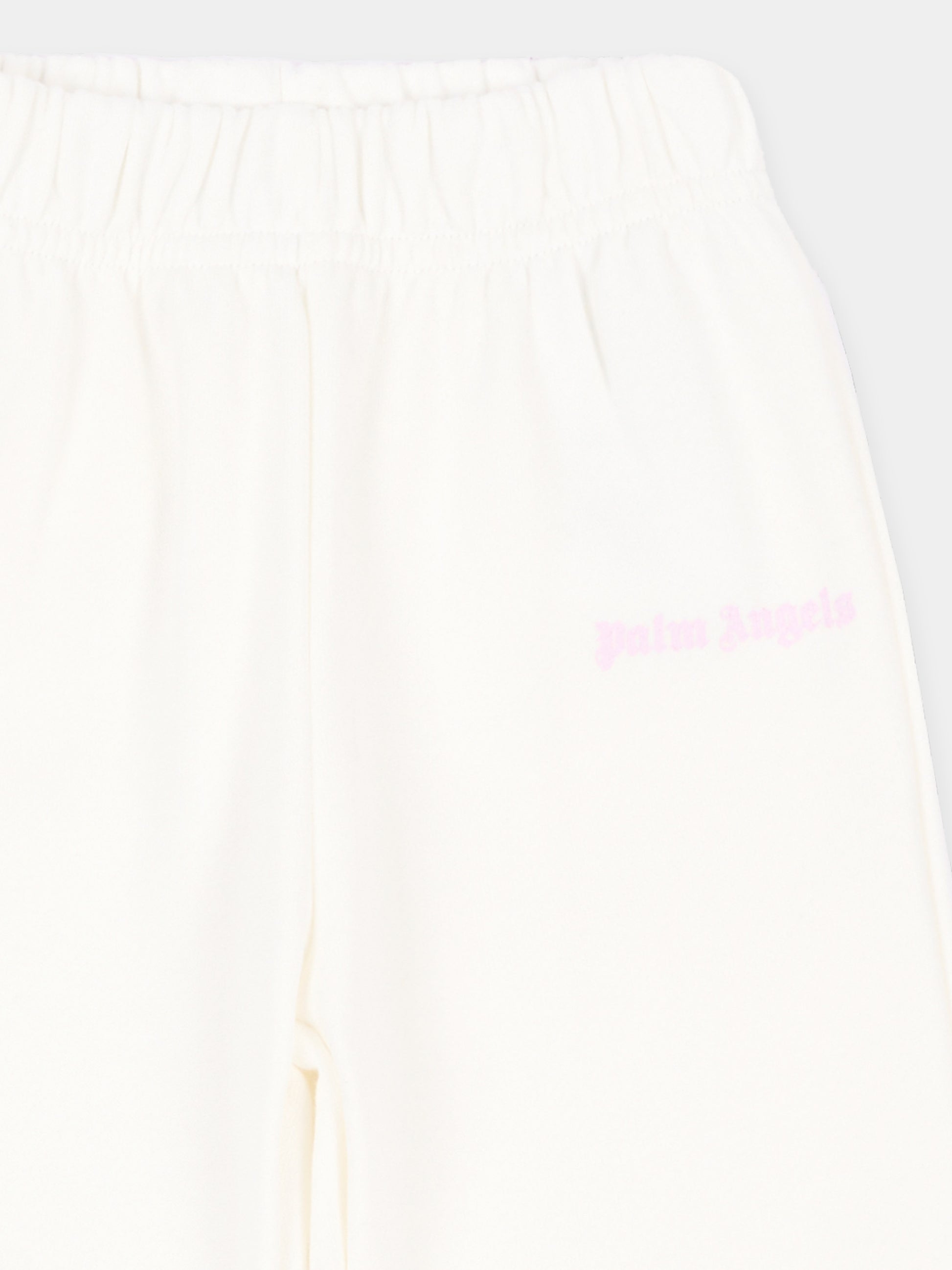 Pantalone avorio per neonata con logo,Palm Angels,F6PANGFP222 412