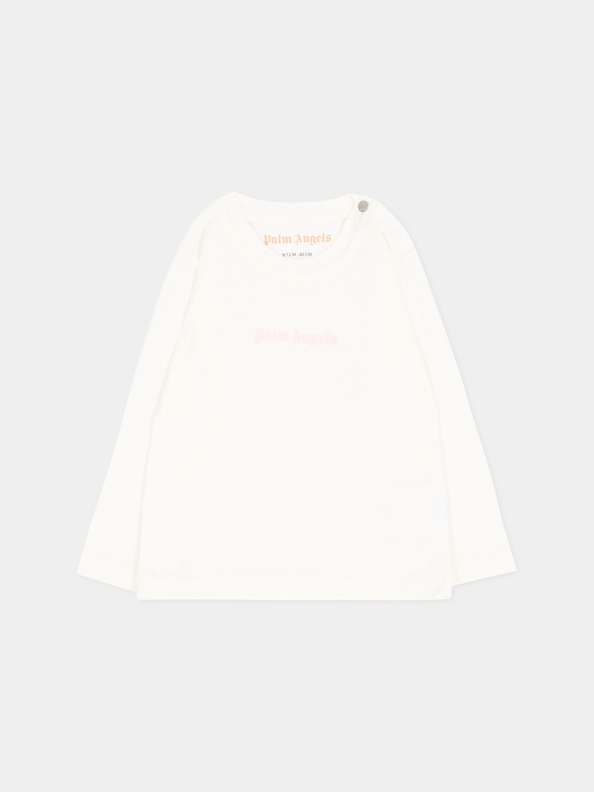 T-shirt avorio per neonata con logo,Palm Angels,F6PANGTH186 412
