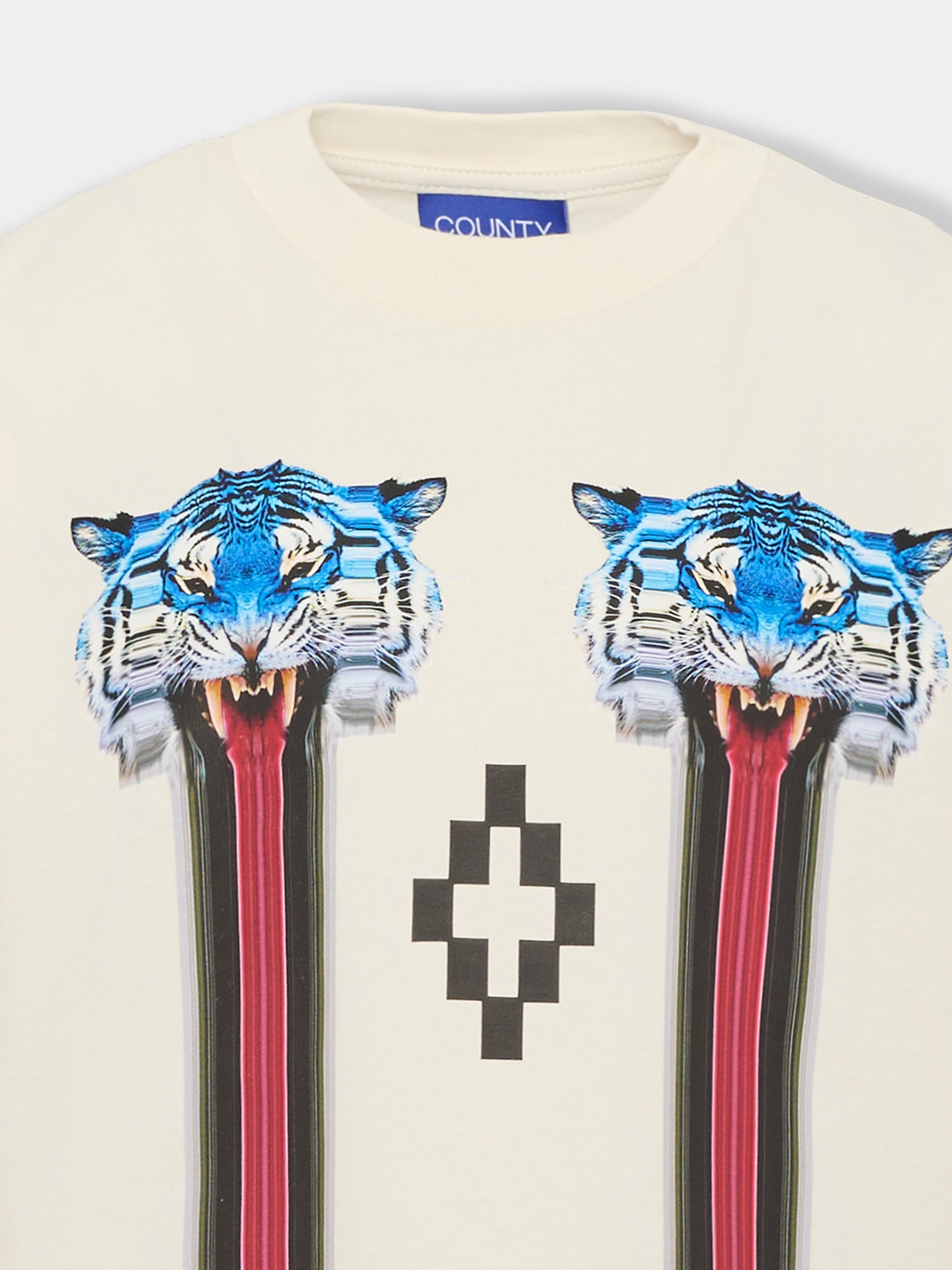 T-shirt avorio per bambino con stampa,County Of Milan Kids,F6CMJBTH014 412