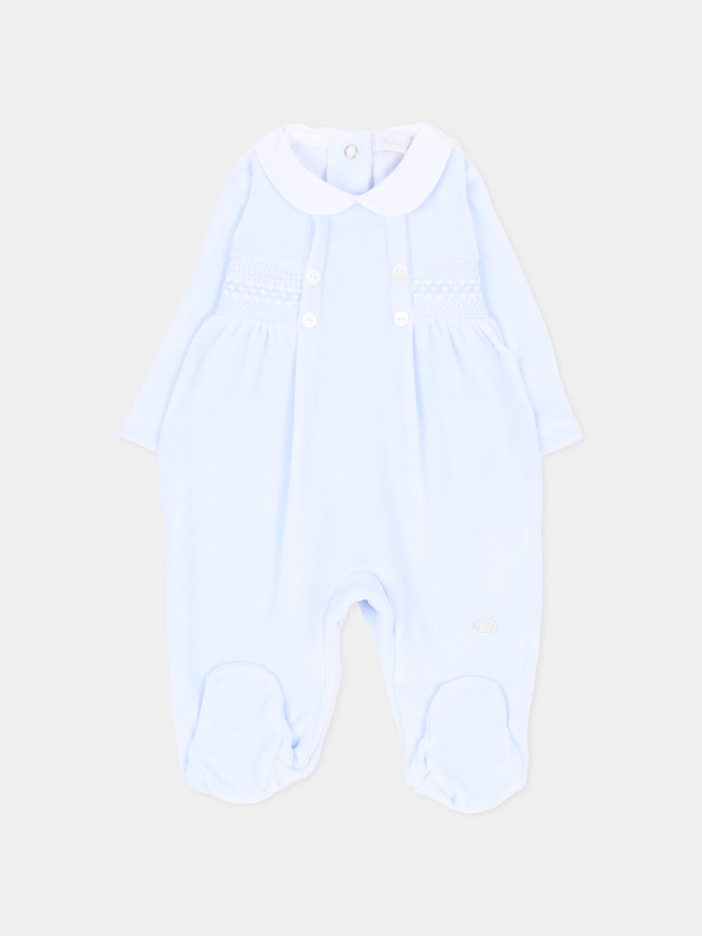 Tutina azzurra con colletto bianco in ciniglia,Martín Aranda,003-25335 PC01