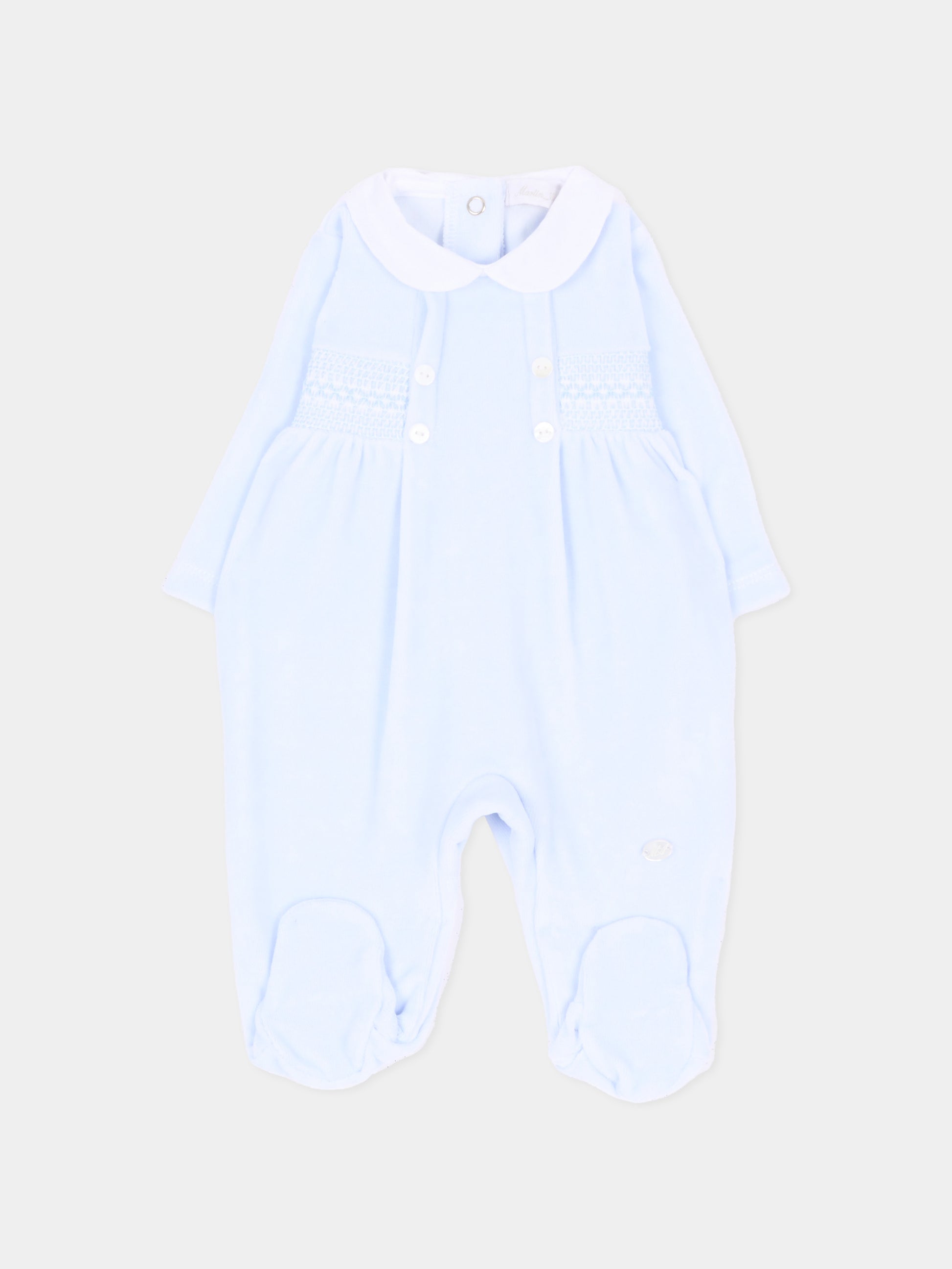 Tutina azzurra con colletto bianco in ciniglia,Martín Aranda,003-25335 PC01