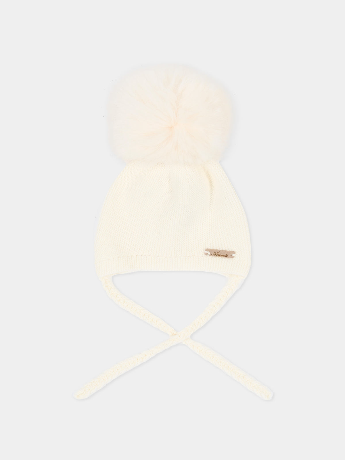 Berretto avorio per neonati con pompon,Martín Aranda,033-10322 W02