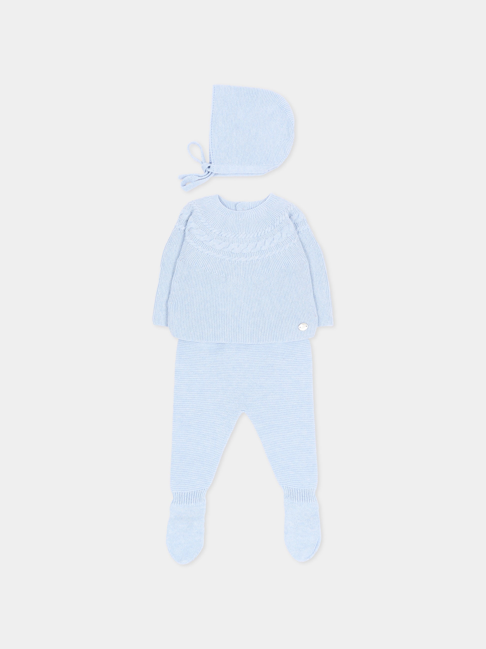 Completo nascita azzurro in maglia per neonato,Martín Aranda,004-11323 C08