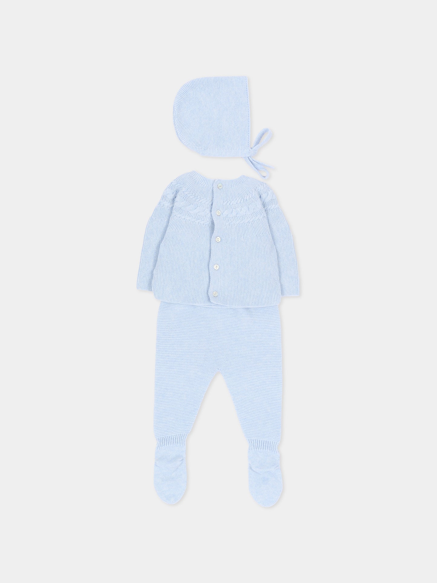 Completo nascita azzurro in maglia per neonato,Martín Aranda,004-11323 C08