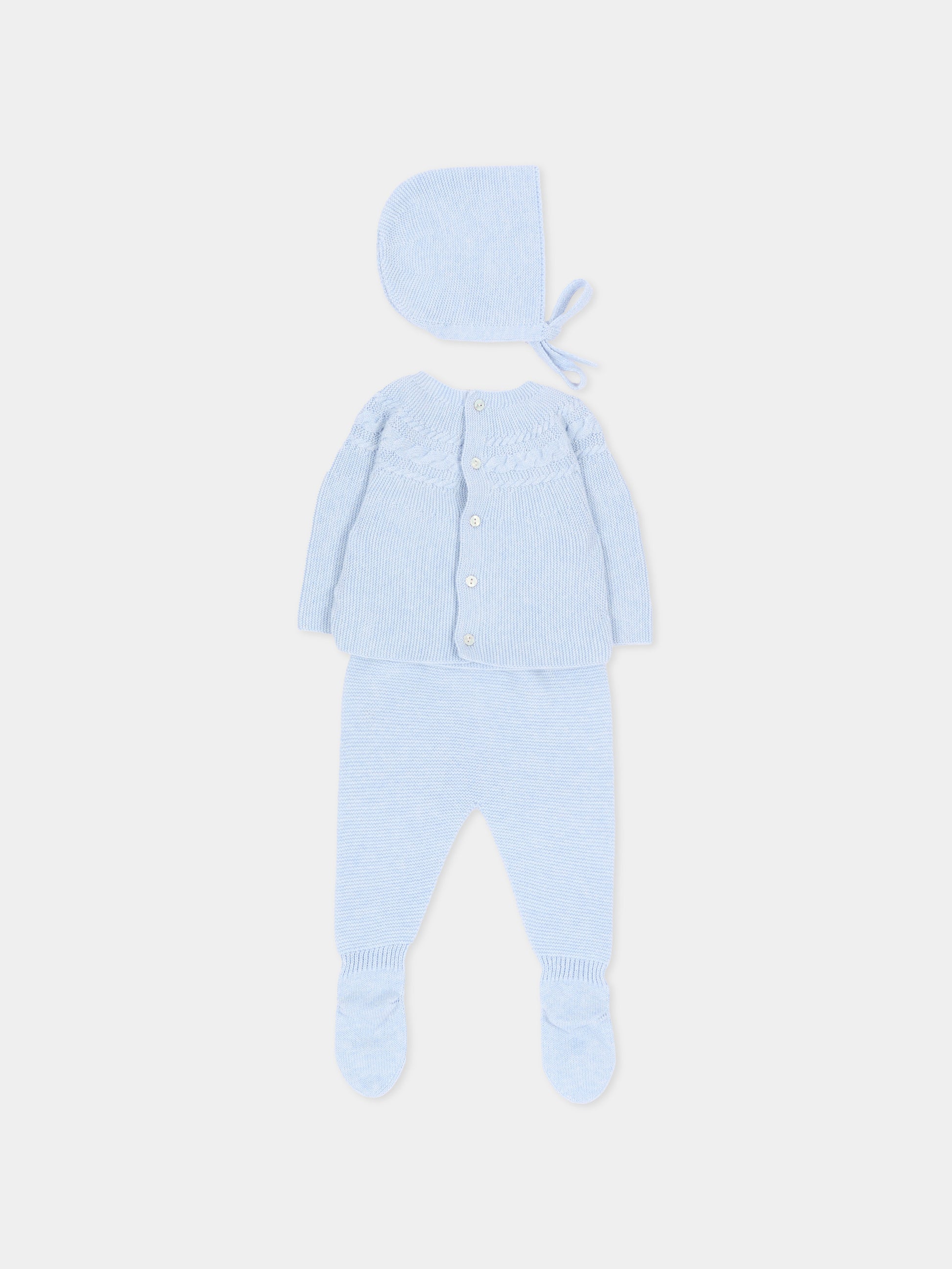 Completo nascita azzurro in maglia per neonato,Martín Aranda,004-11323 C08