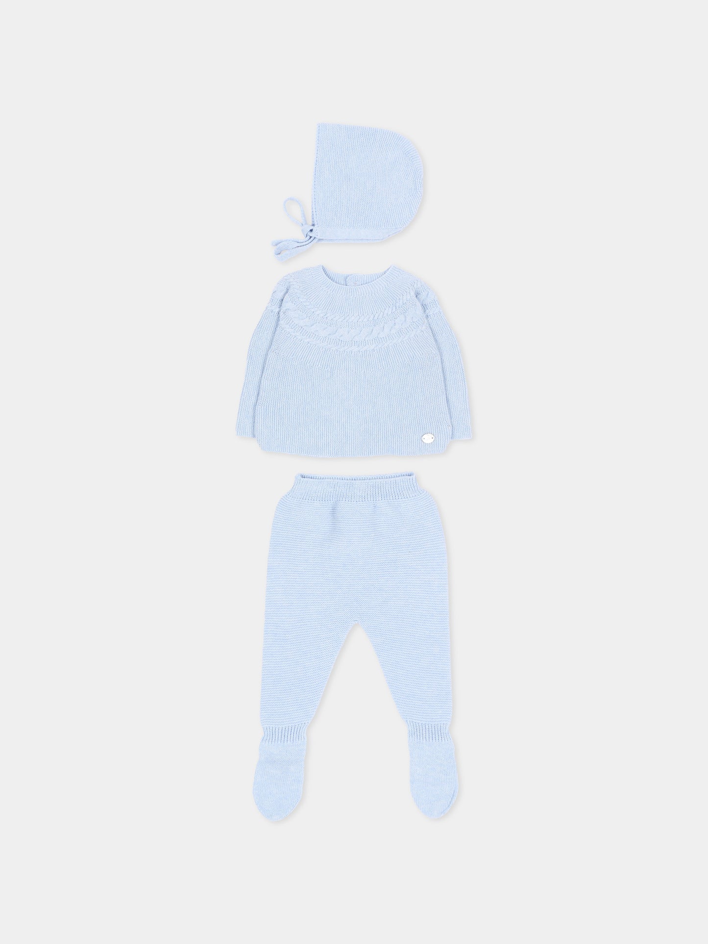 Completo nascita azzurro in maglia per neonato,Martín Aranda,004-11323 C08