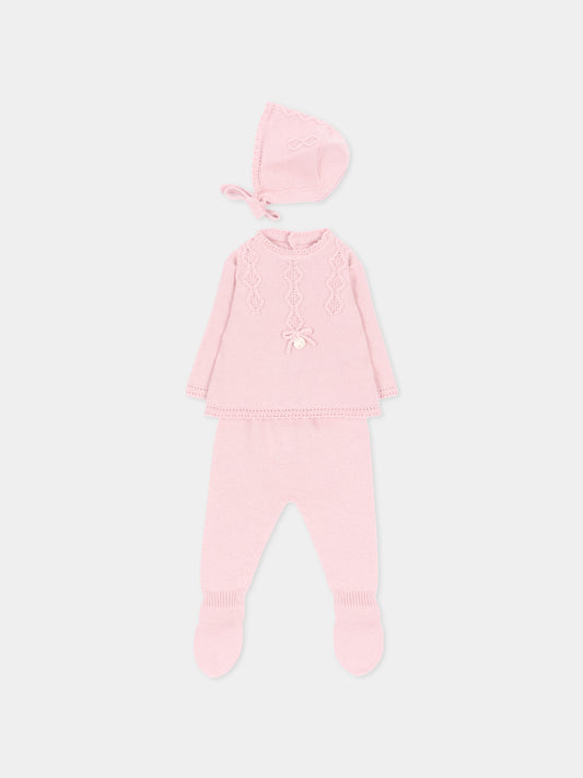 Completo nascita rosa per neonata in maglia,Martín Aranda,004-11331 P07