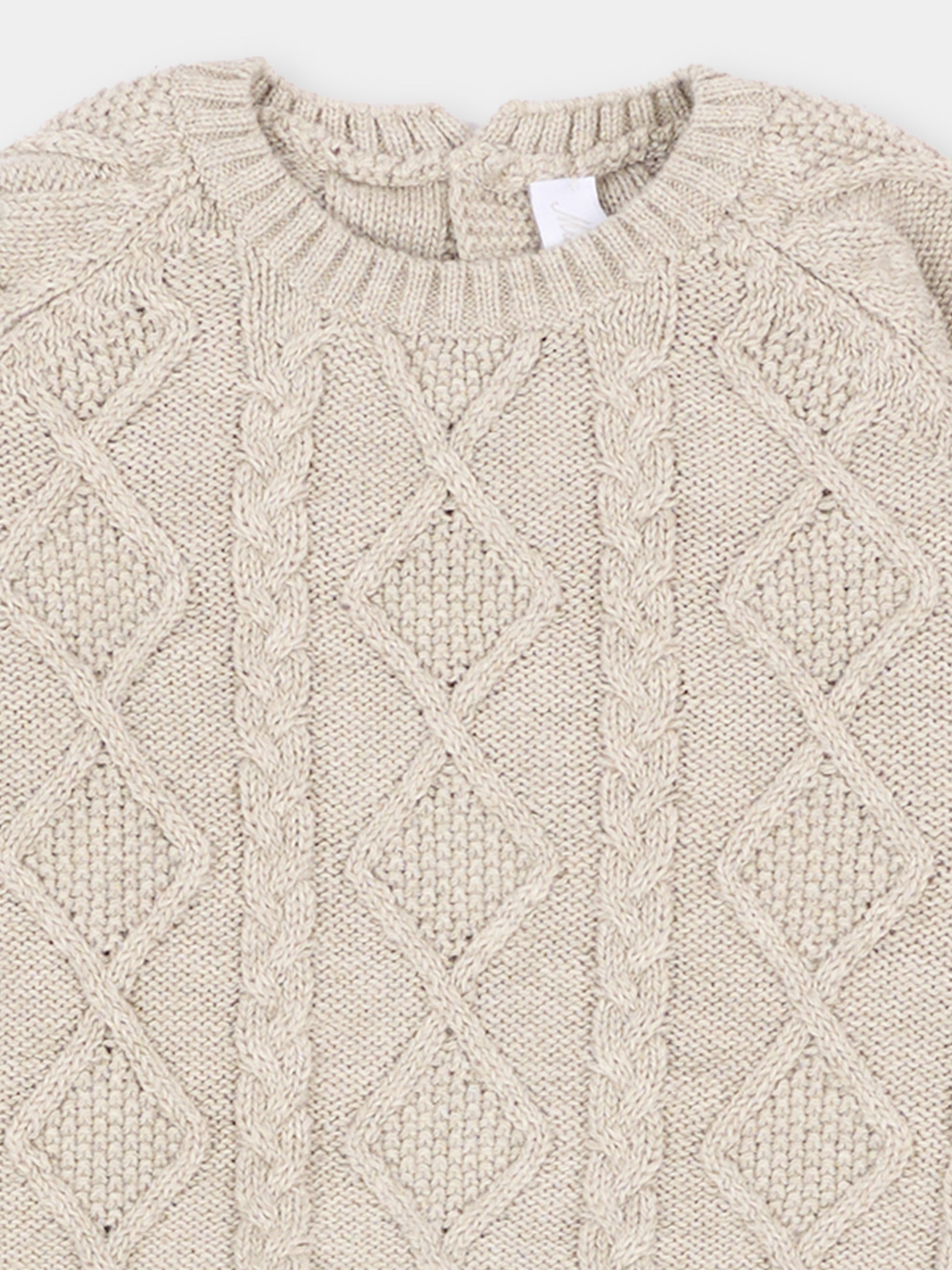 Completo nascita beige in maglia per neonati,Martín Aranda,004-10331 E70